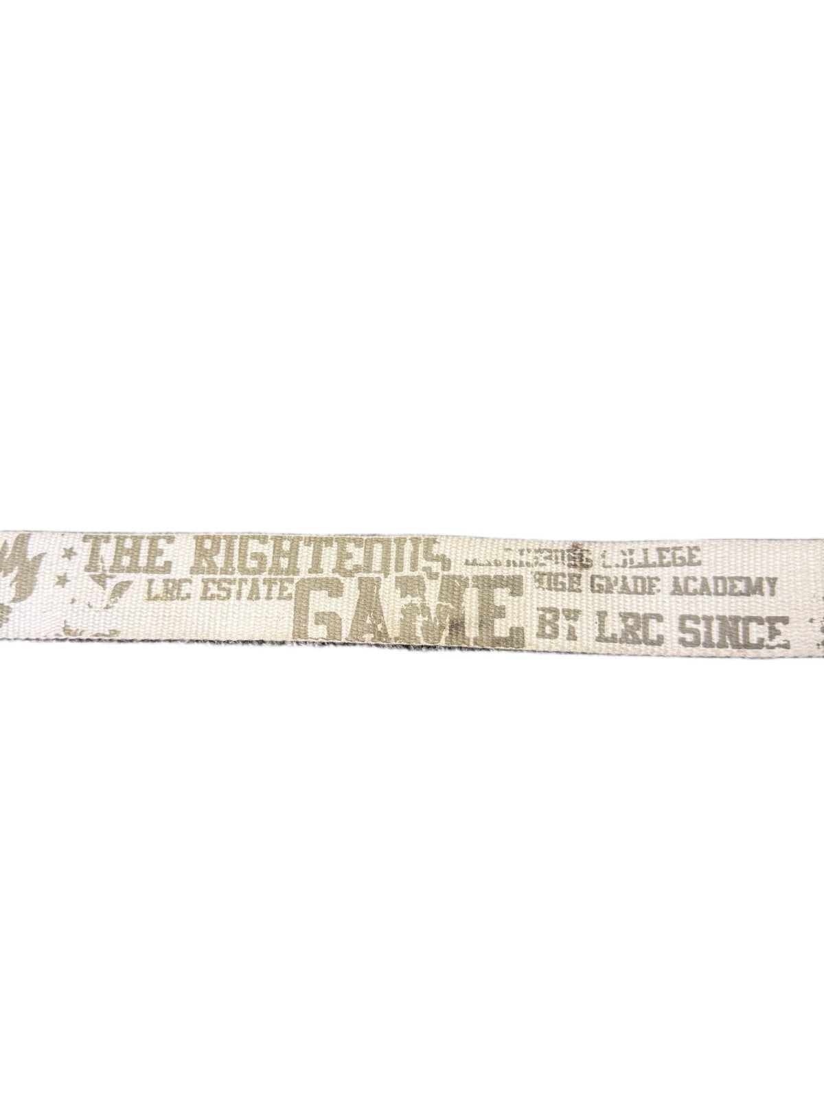 C&A Waist Belt Men White Canvas Adjustable Brass Pin Flip-Top Buckle 46.5 inches