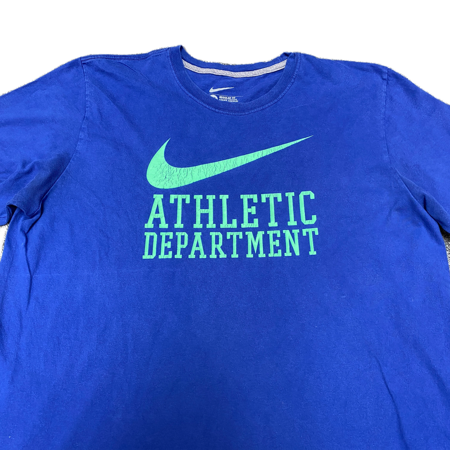 Nike T-Shirt Womens XL Blue Regular Fit Spellout Logo Short Sleeve Crew Neck Tee