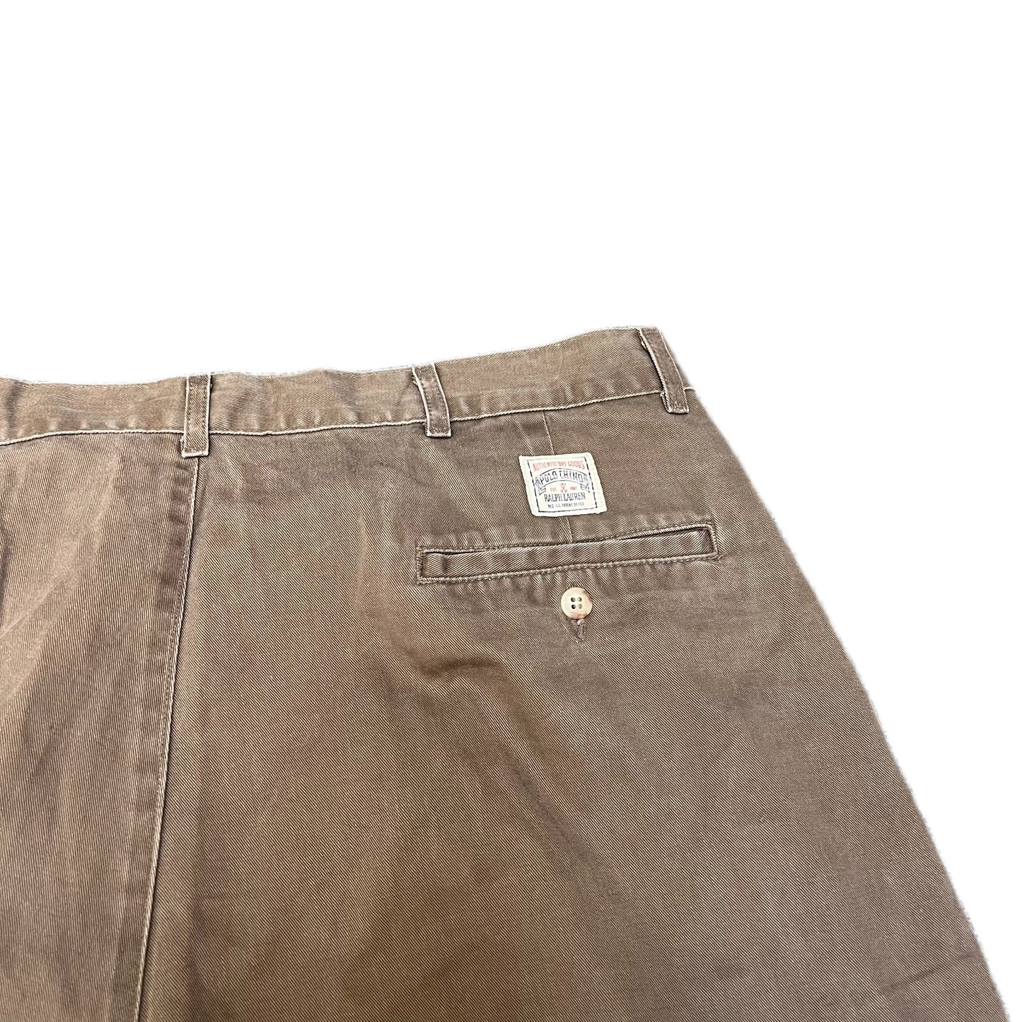 Polo Ralph Lauren Chino Shorts Fits as Mens XL 35" Waist Brown Pleated Outdoor