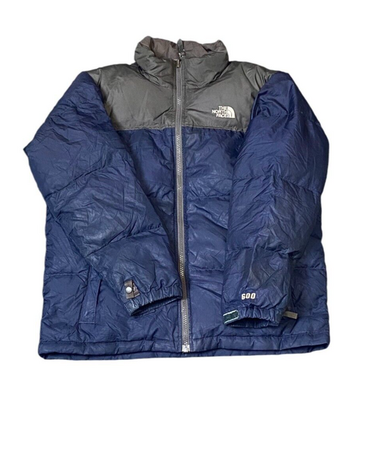 The North Face Nuptse 600 Puffer Jacket Men's S Blue Gray 100% Nylon Full Zip