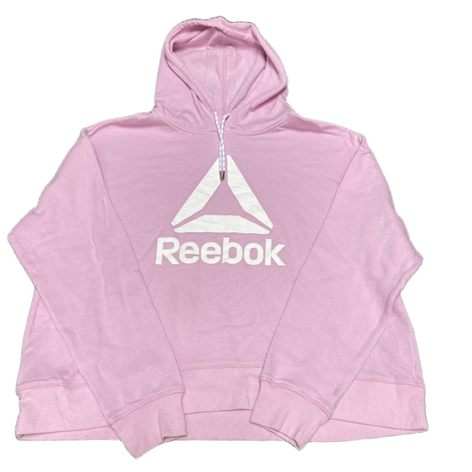 Reebok Pullover Hoodie Womens XL Pink Stretch Oversized Long Sleeve Drawstring