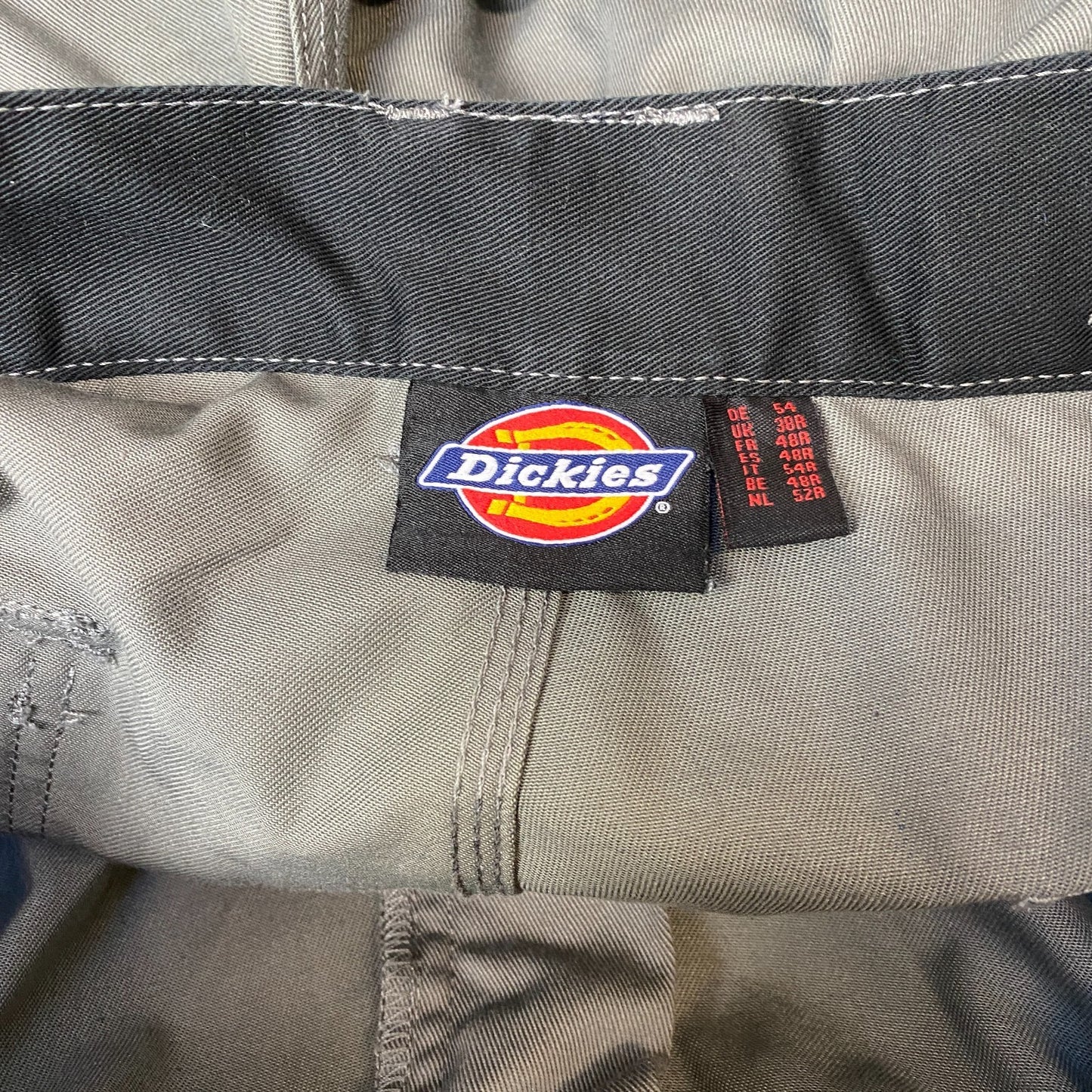 Dickies Cargo Pants Men XL Gray Black Workwear Double Knee Low Waist Relaxed Fit
