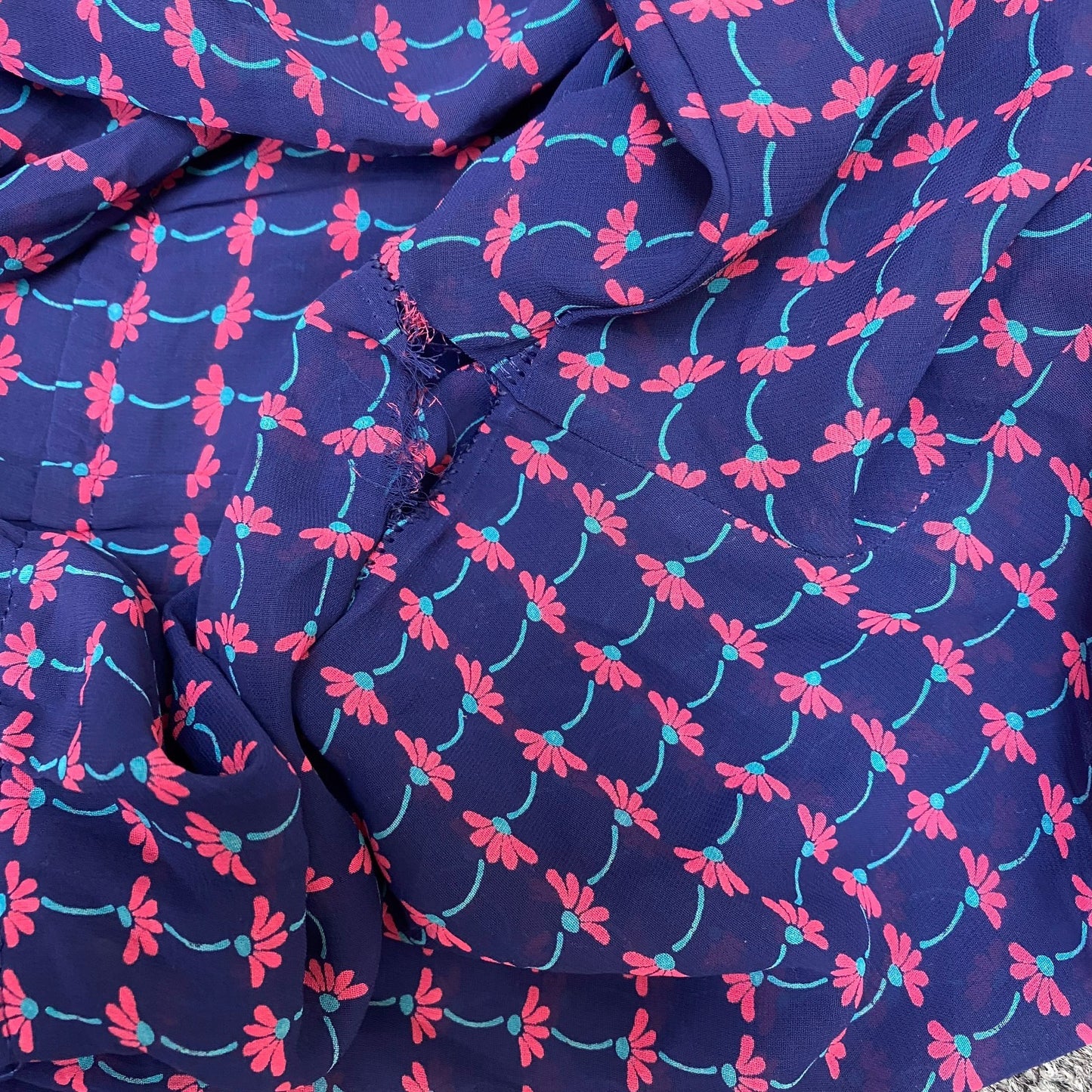 Womens Maxi Dress M Blue All Over Floral Print Long Sleeve Collared Button Front