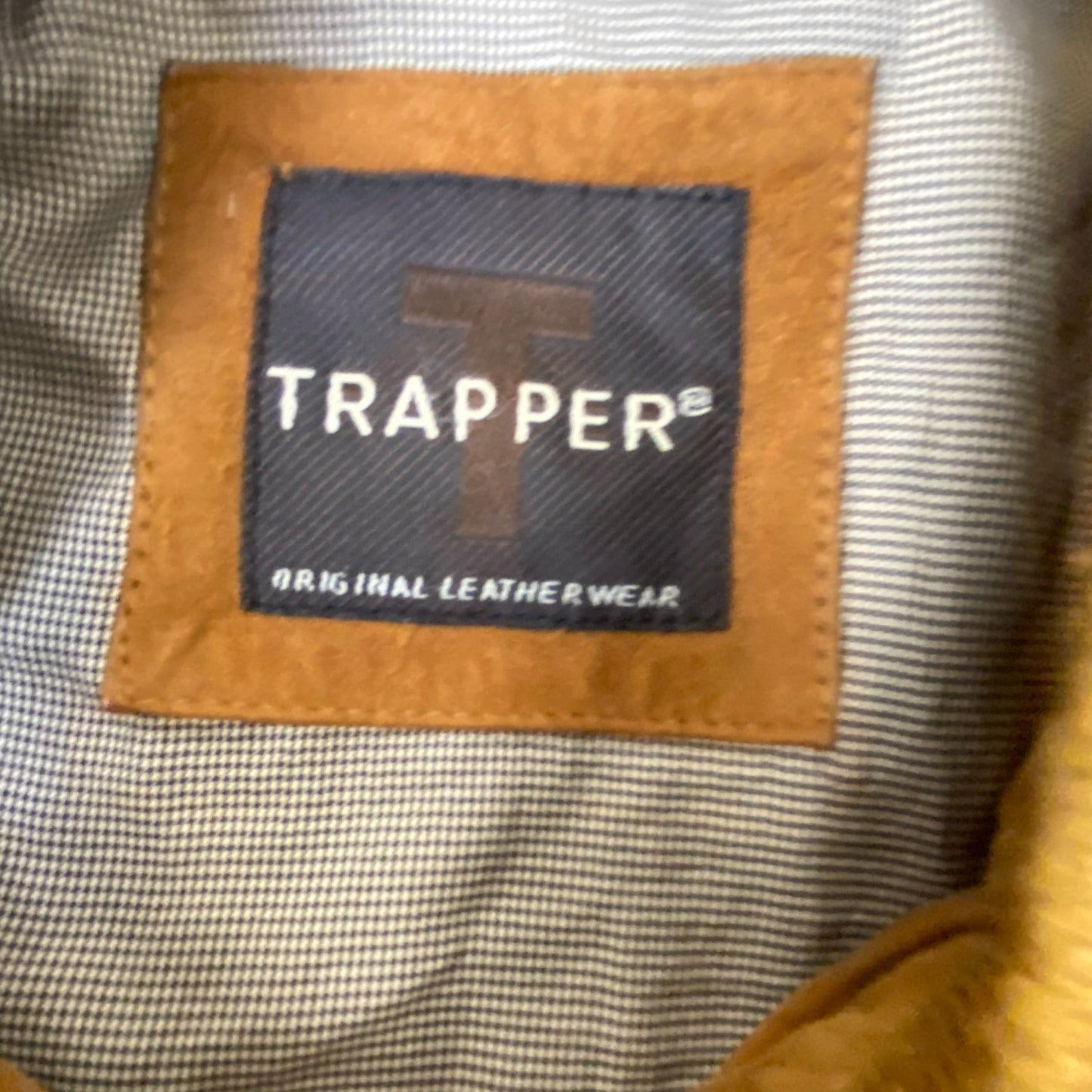 Trapper Bomber Jacket Mens Large Brown Suede Leather Flap Pockets Button Front