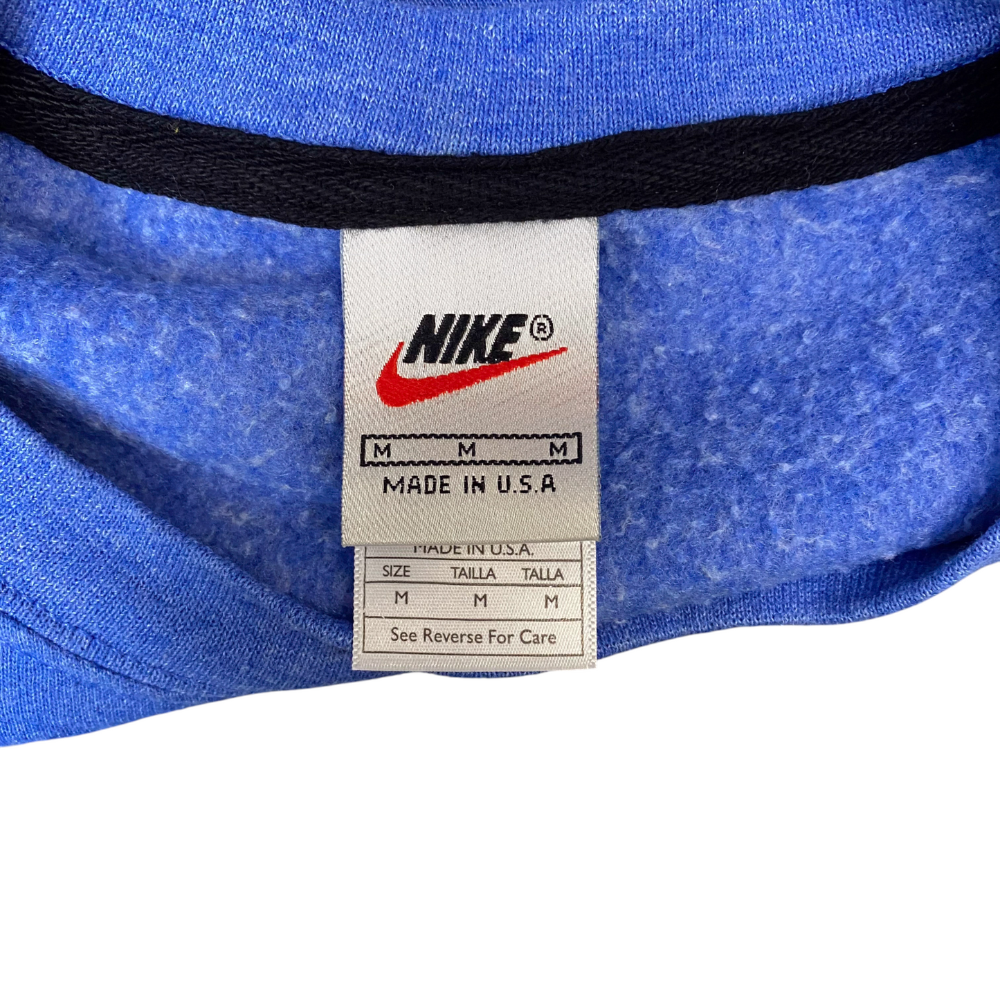 Nike Reworked Sweatshirt Mens M Blue Black Embroidered Spellout Logo Vintage Y2K