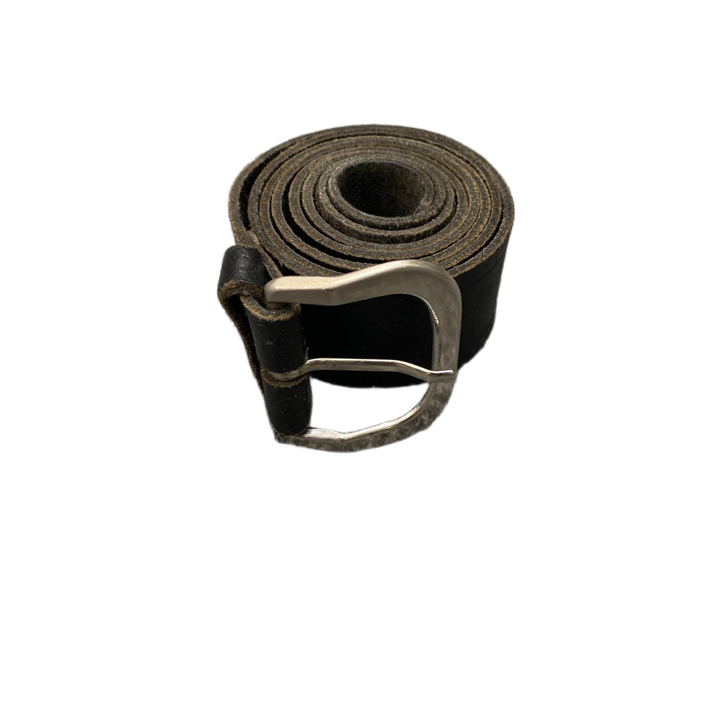 Waist Belt Mens Black Leather Adjustable Silver Pin Buckle 43.5 Inches