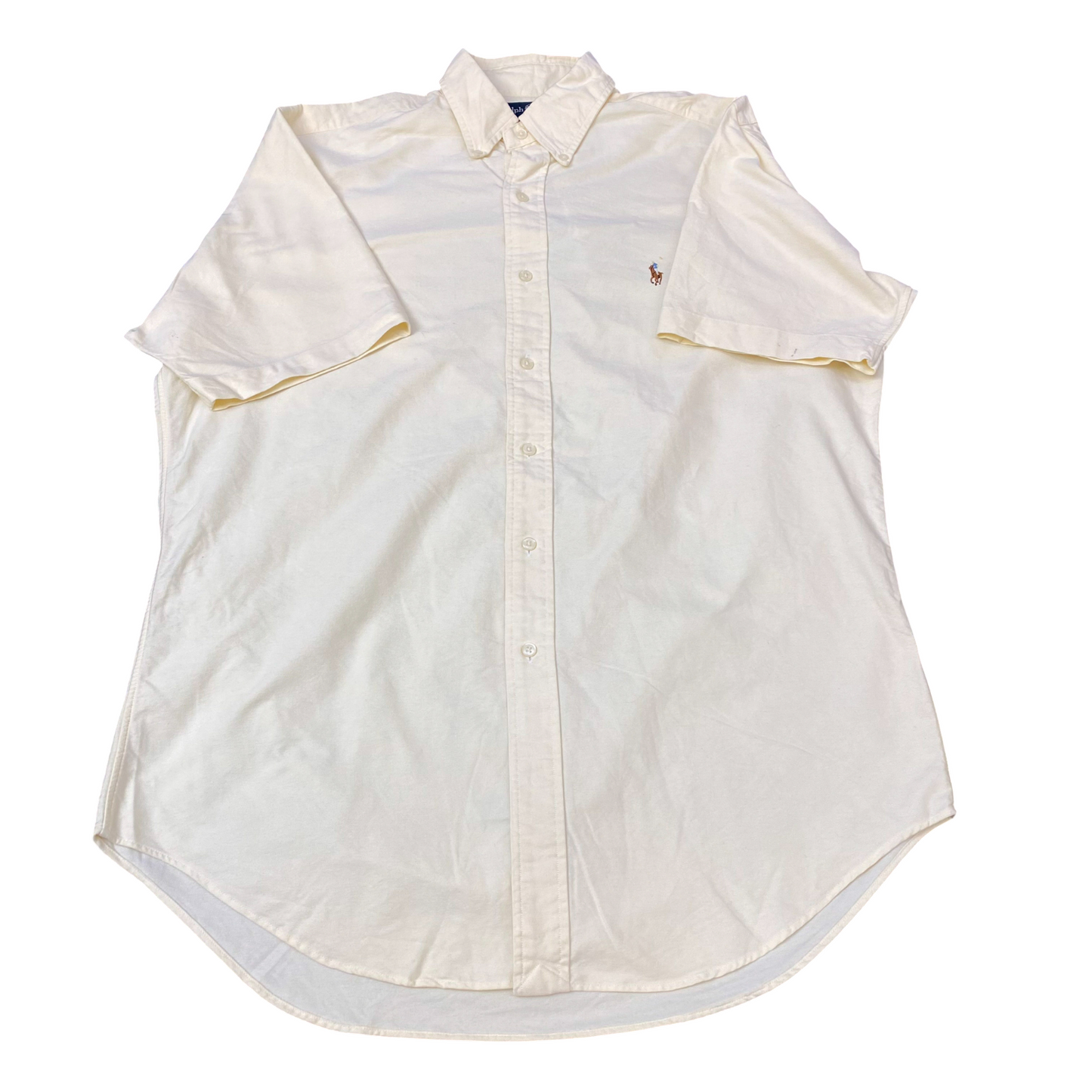 Ralph Lauren Shirt Mens M Yellow Classic Fit Short Sleeve Pony Logo Button Down