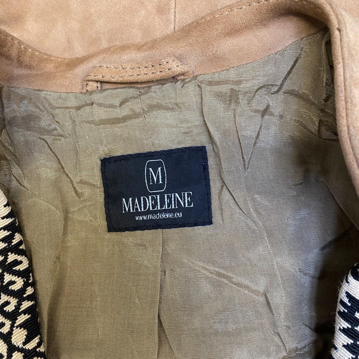 Madeleine Suede Leather Biker Jacket Women Medium Brown Lined Boho Collar Zip Up