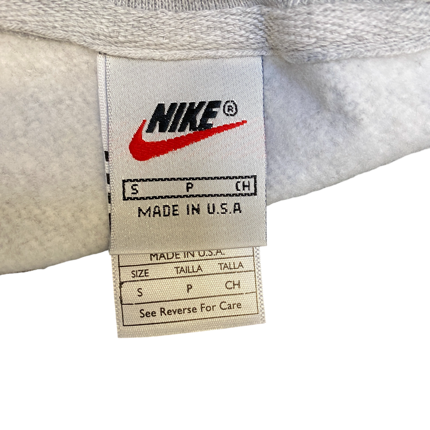 Nike Reworked Sweatshirt Mens Small Grey Embroidered Spellout Logo Vintage Y2K