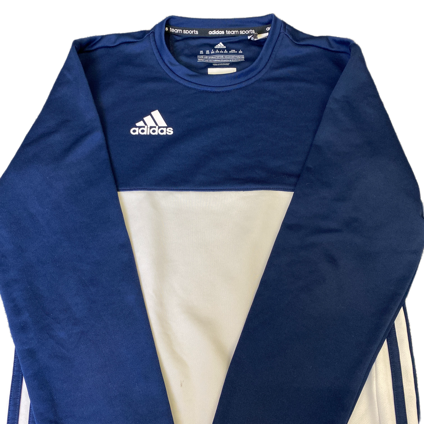 Adidas Team Sports Sweatshirt Womens 2XS Blue White Long Sleeve Crew Neck