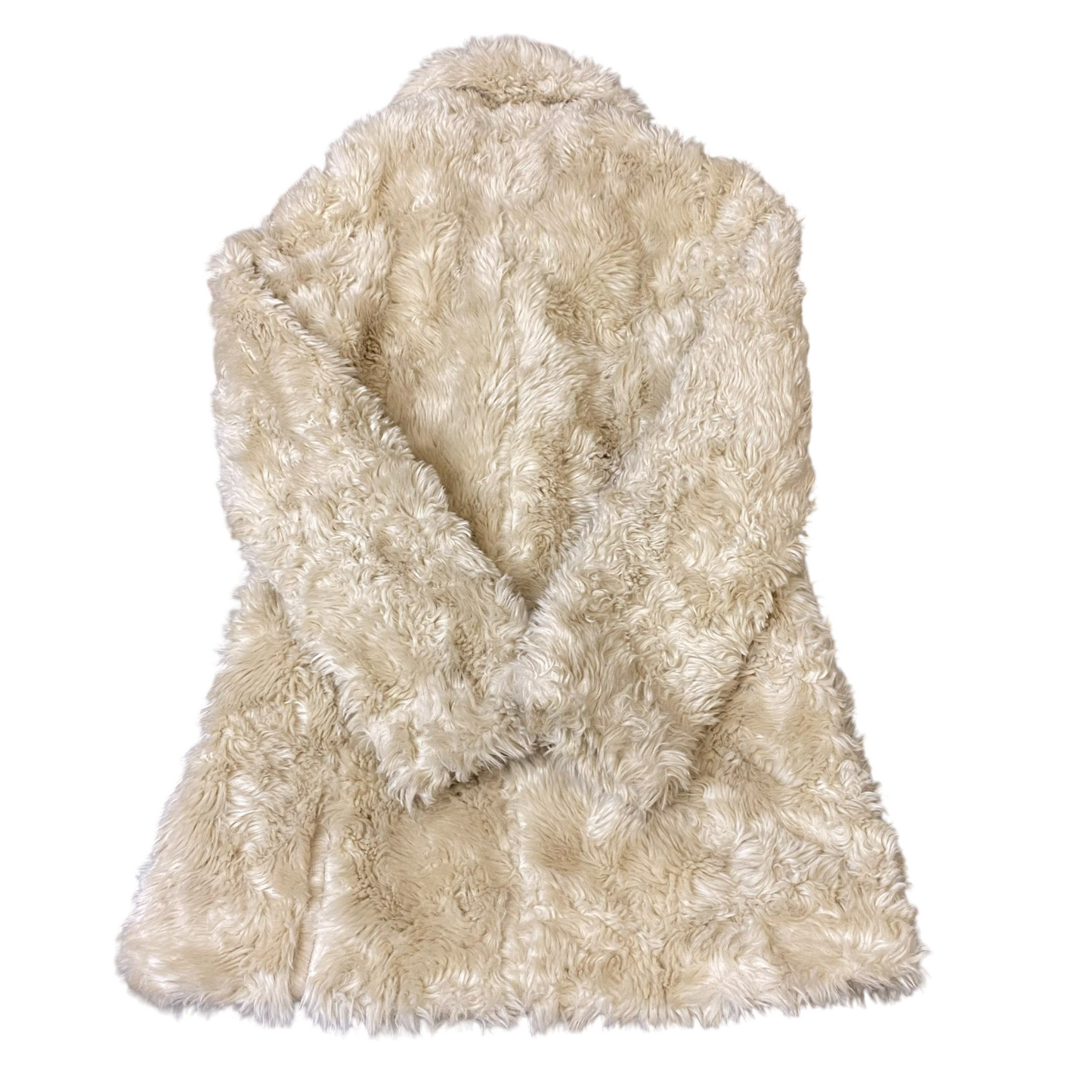 Mercuryduo Faux Fur Jacket Womens Small White Fully Lined Collared Open Front