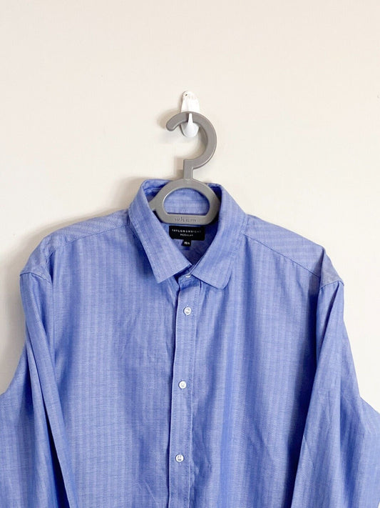 Taylor & Wright Dress Shirt Mens Medium Blue Patterned Regular Fit Button Down