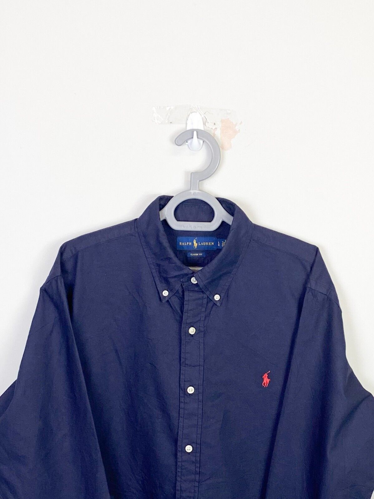 Ralph Lauren Shirt Mens L Blue Classic Fit Long Sleeve Small Red Polo Pony Logo