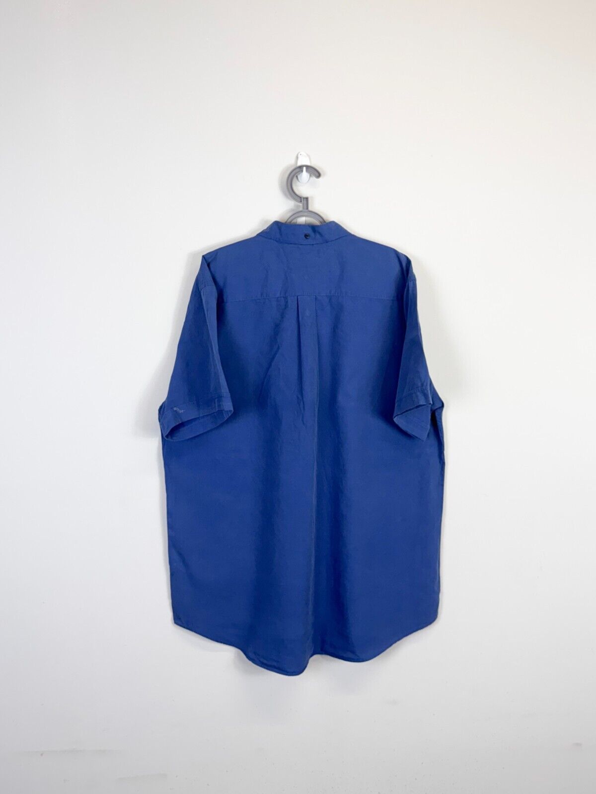 Tommy Hilfiger Shirt Men XL Blue Logo Tag Short Sleeve Collar Casual Button Down