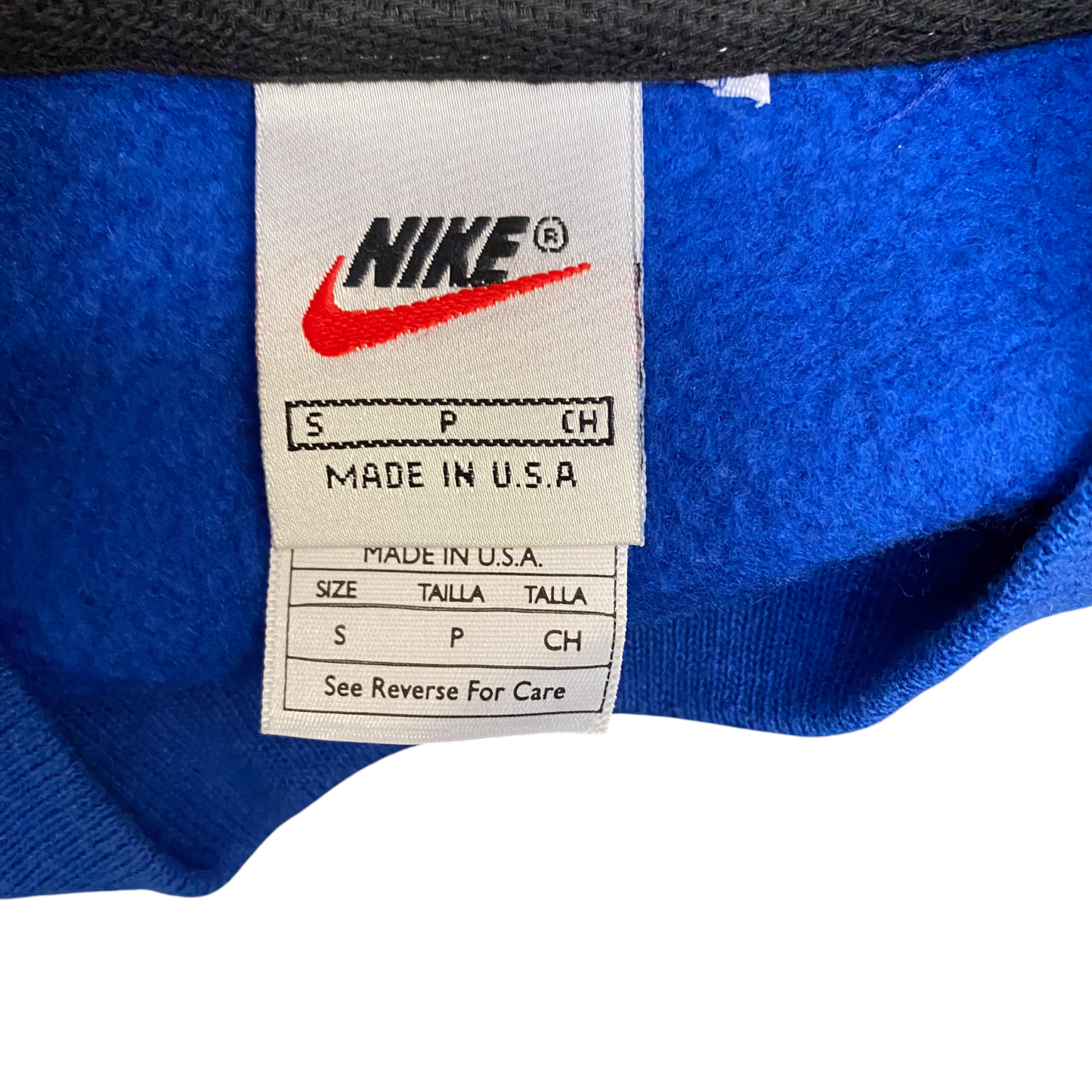 Nike Reworked Sweatshirt Mens S Blue Black Embroidered Spellout Logo Vintage Y2K