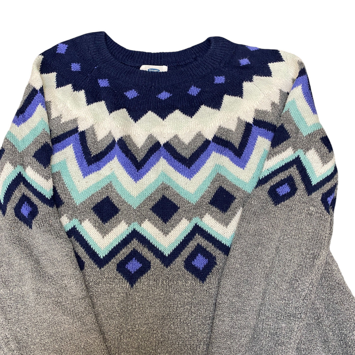 Old Navy Jumper Womens PS Colorful Fair Isle Long Sleeve High Low Slit Pullover