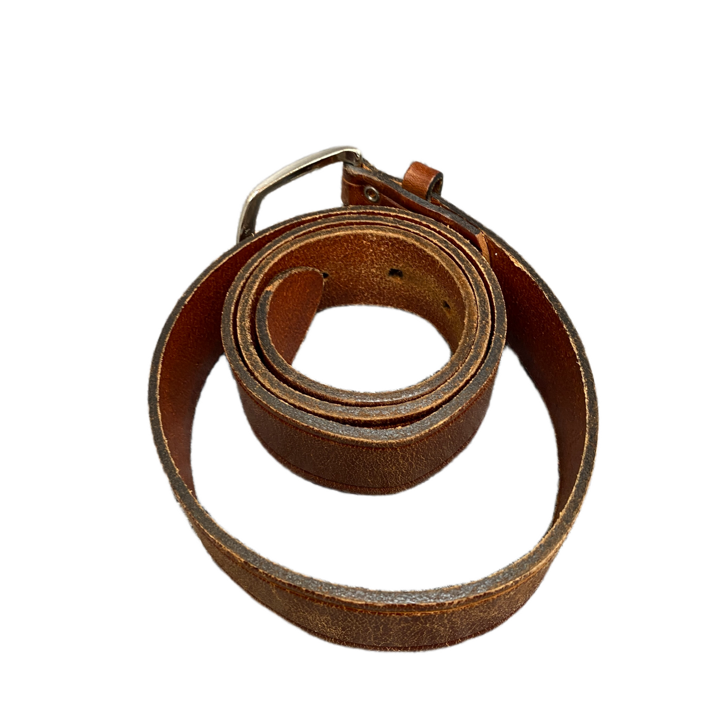 Dress Belt Mens Brown Leather Adjustable Classic Silver Pin Buckle 39.5 inches