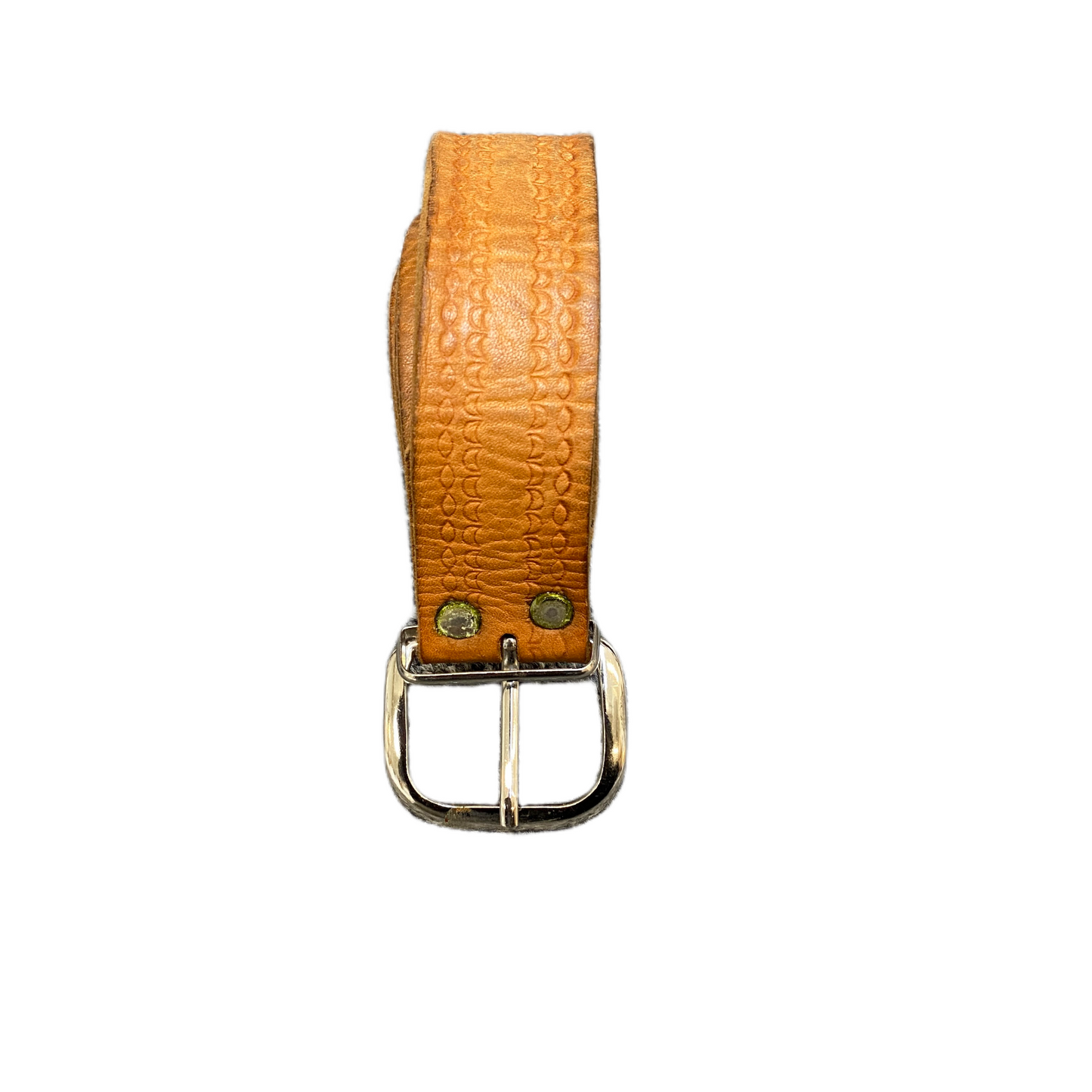 Men's Waist Belt Brown Leather Adjustable Stainless Steel Pin Buckle 47 inches