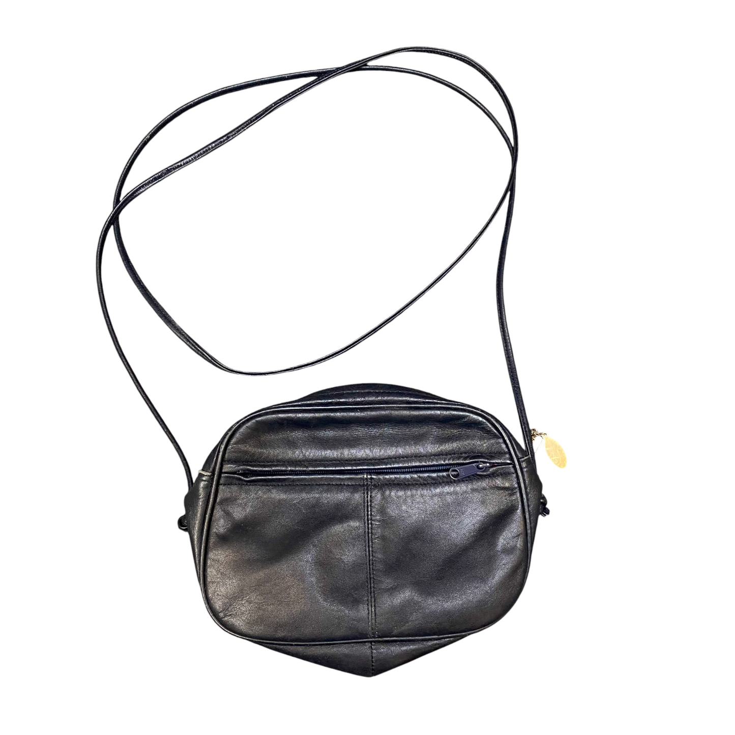 Cypress Crossbody Bag Womens Navy Blue Leather Adjustable Strap Zip Closure