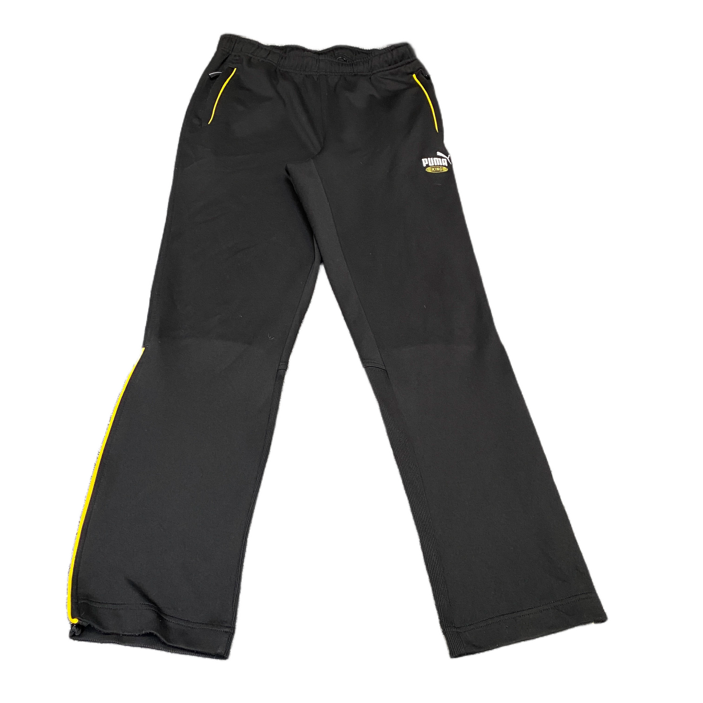 PUMA Joggers Fits as Mens Medium 30" Waist Black Ankle Zip Straight Leg Trouser