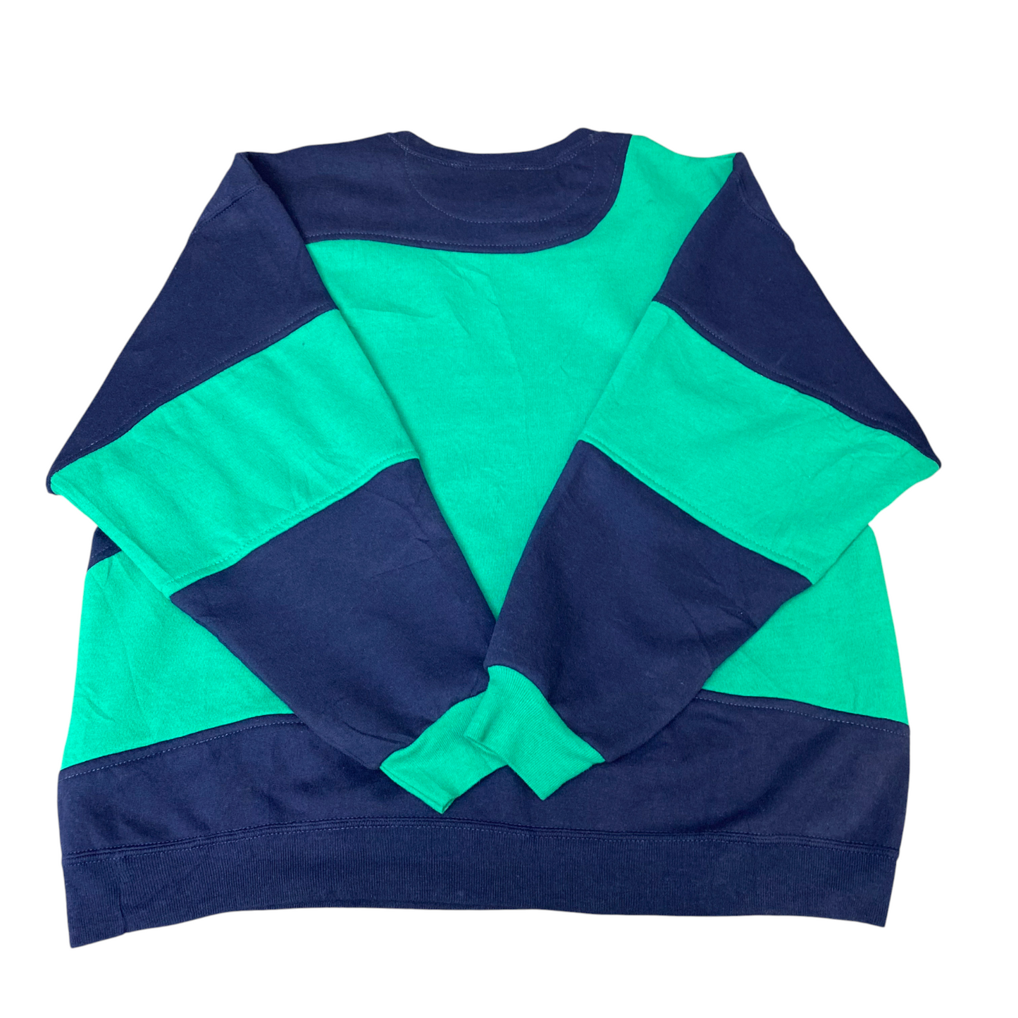 Nike Reworked Sweatshirt Men XL Green Navy Embroidered Spellout Logo Vintage Y2K