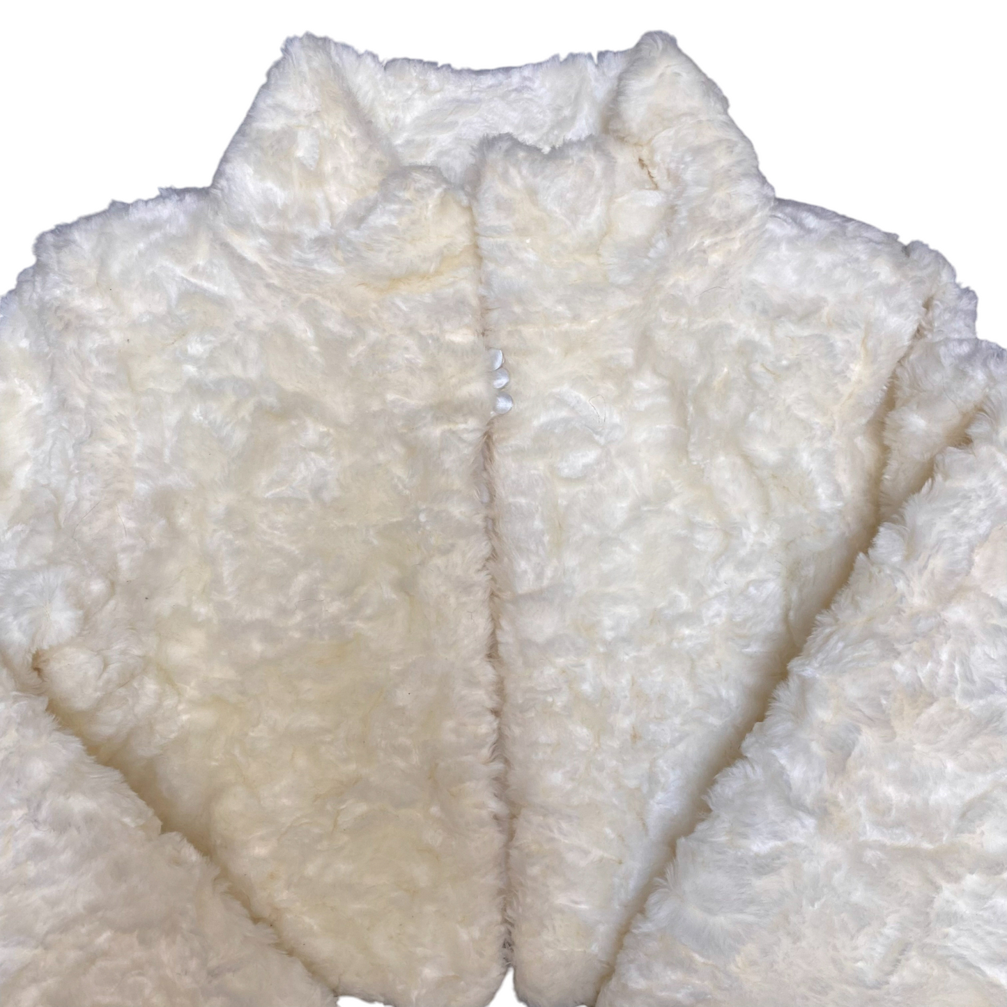 Bianco Evento Faux Fur Cropped Jacket Womens Medium White Long Sleeve Ultra-Soft