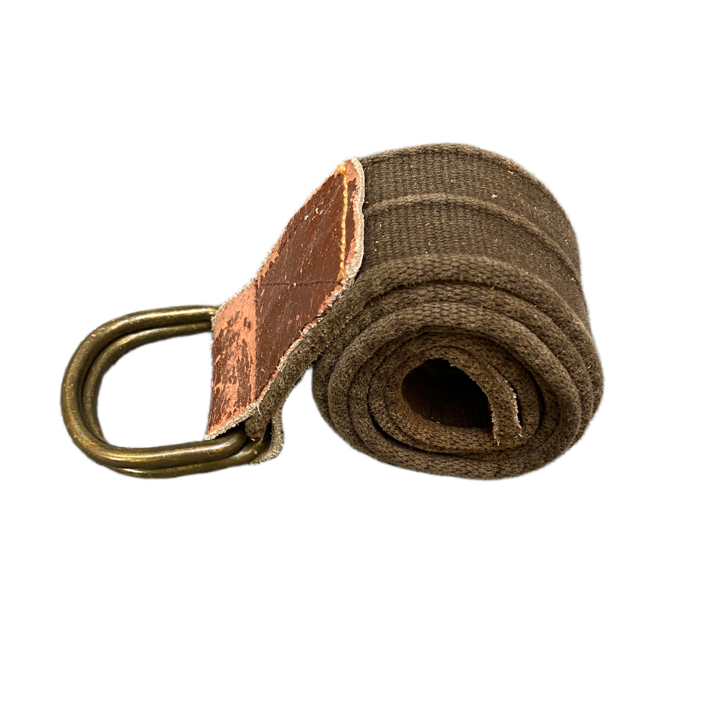 Men's Yoga Belt Brown Canvas Adjustable D-Ring Buckle 43 inches