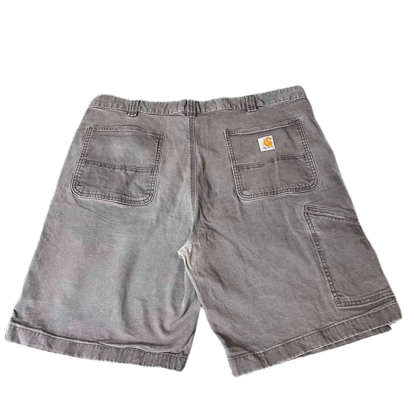 Carhartt Canvas Work Shorts Fits as Mens XL 38" Waist Grey Relaxed Fit Outdoor