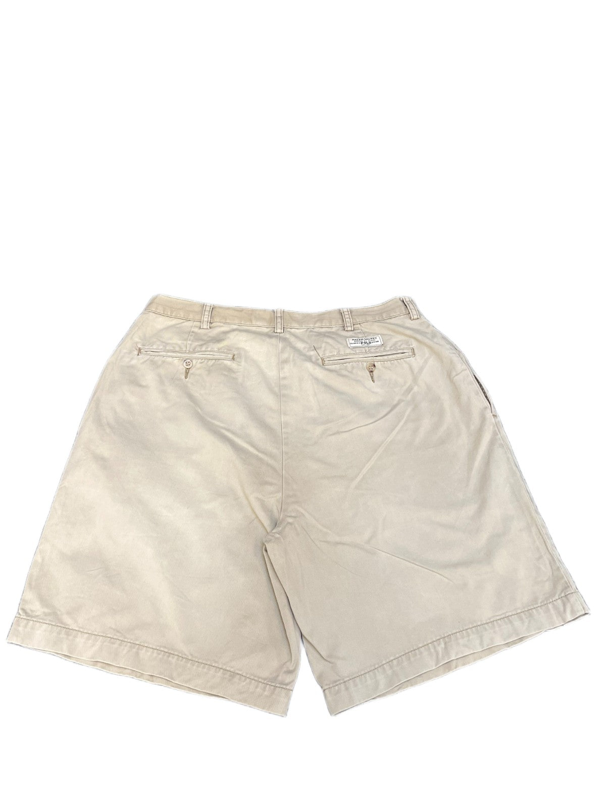 Polo Ralph Lauren Tyler Chino Shorts Fits as Mens XL 35" Waist Beige Pleated