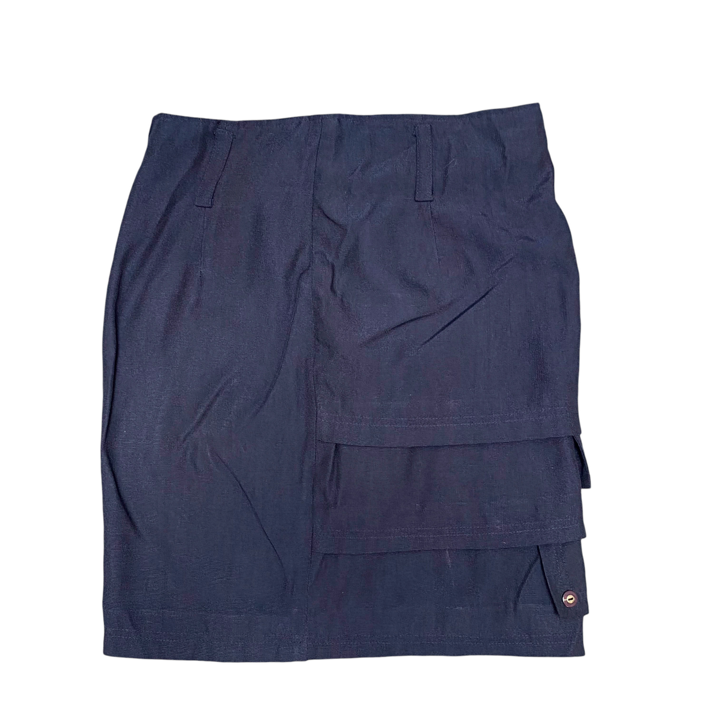 Romans Fashion Straight Skirt Women Blue Solid Casual School Preppy Side Zipper