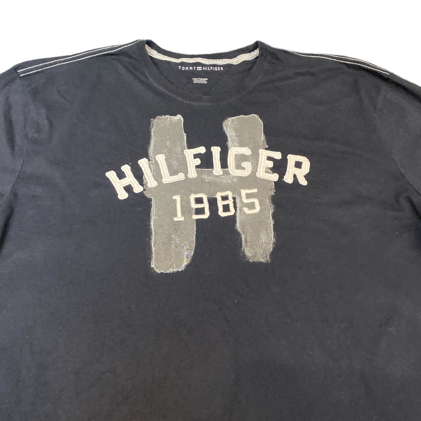 Tommy Hilfiger T-Shirt Womens 2XL Black Embroidered 1985 Lightweight Crew Neck