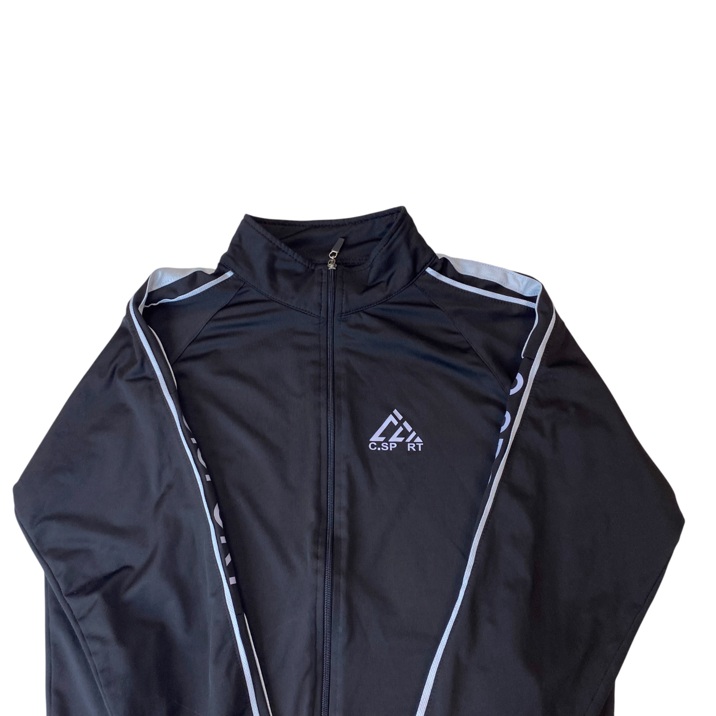Carollina Sport Track Jacket Mens M Black Zipped Pockets Gym Training Full Zip