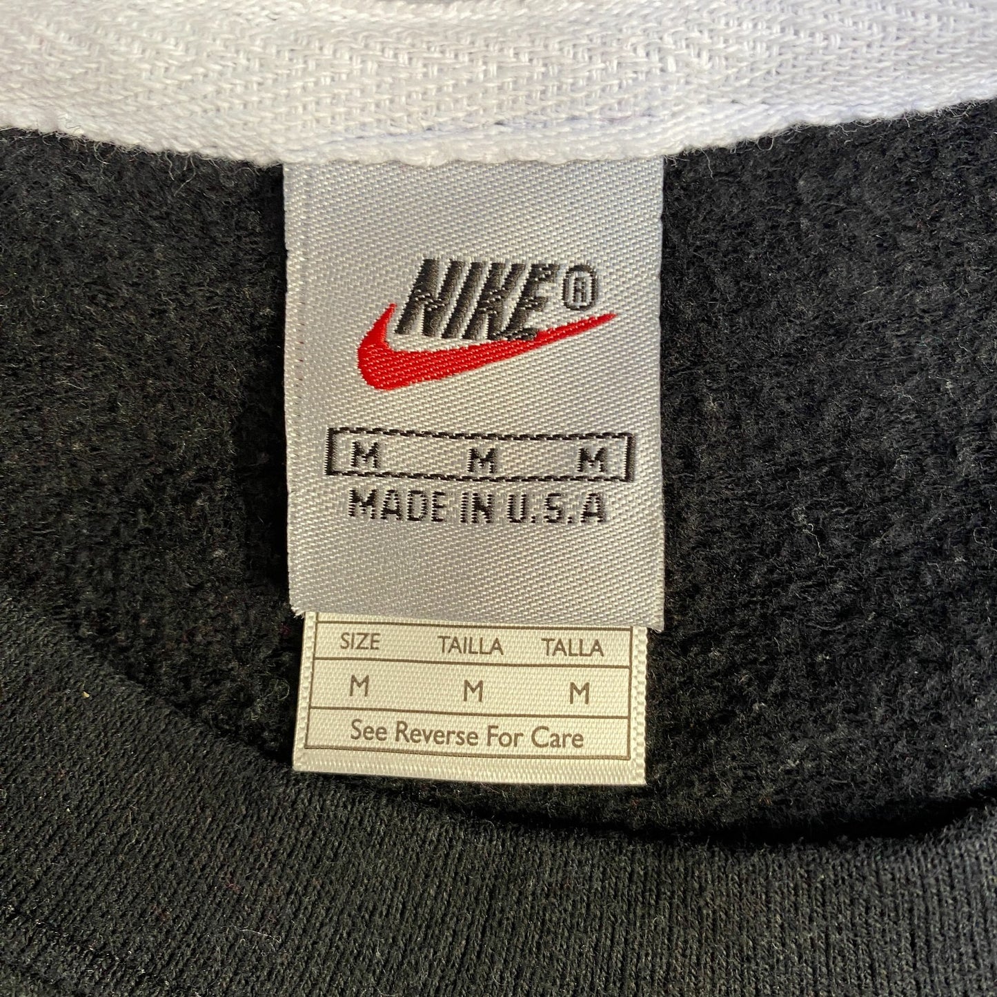 Nike Reworked Sweatshirt Mens M Pink Black Embroidered Spellout Logo Vintage Y2K