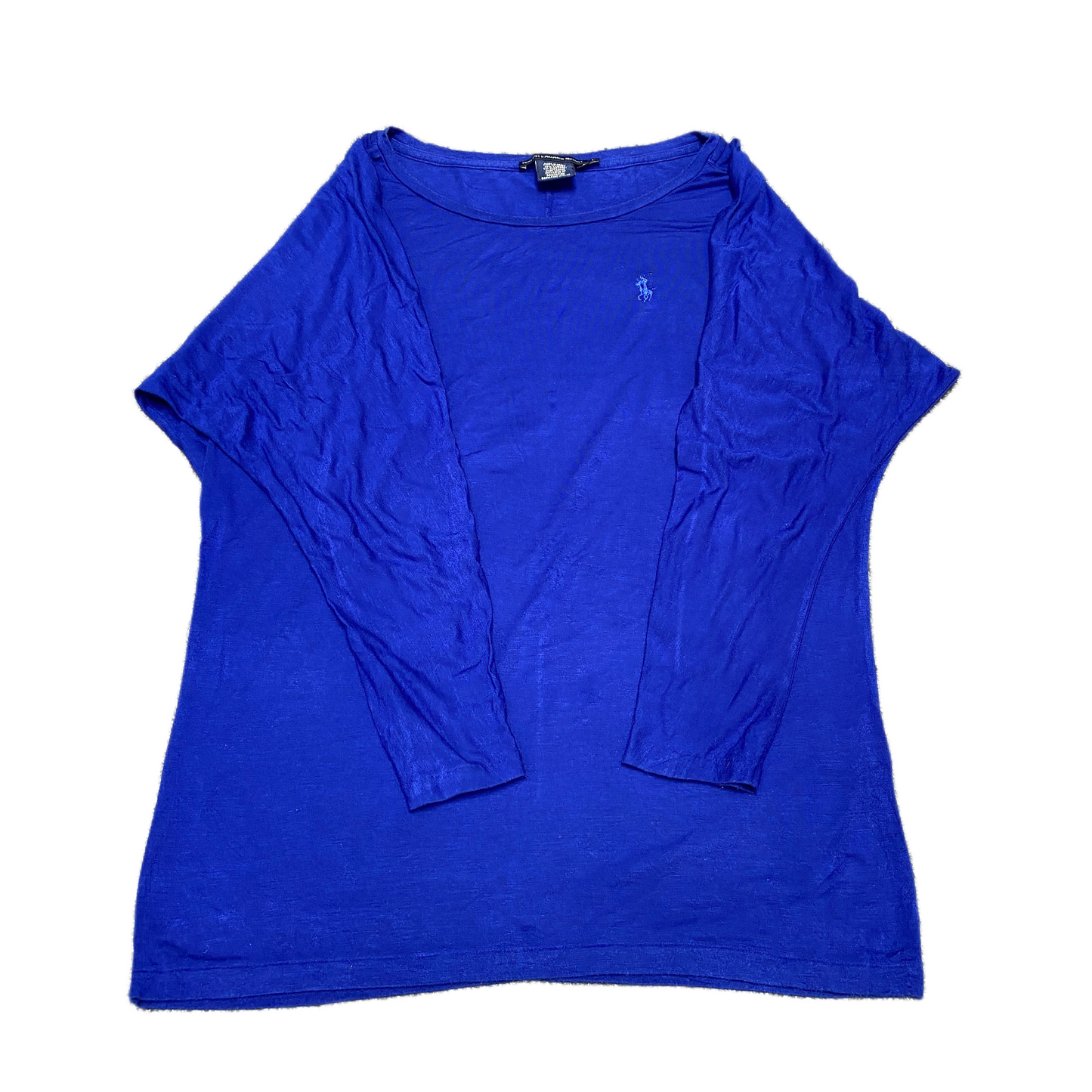 Ralph Lauren Sport T-Shirt Womens Medium Blue Pony Logo Long Sleeve Pullover