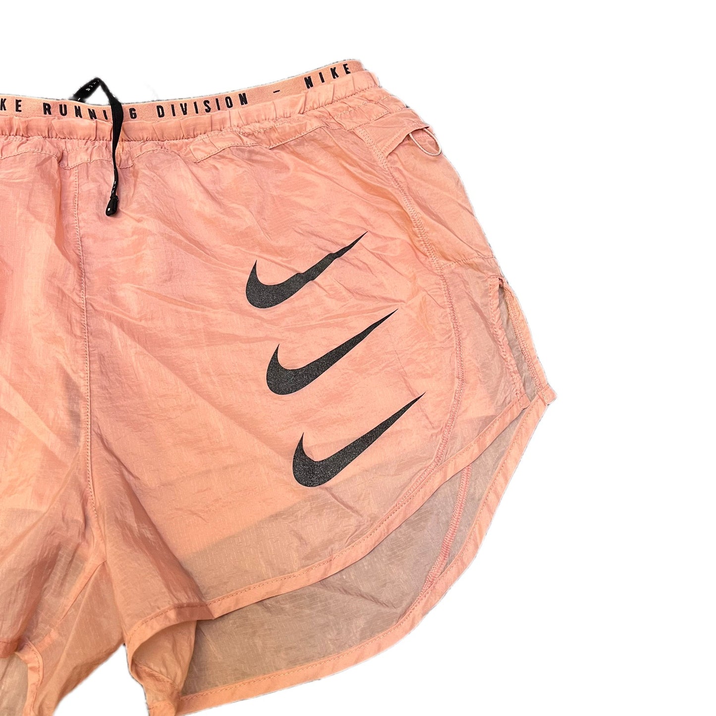 Nike Tempo Luxe Running Shorts Womens L 32" Waist Peach Pink Lined Dolphin Hem