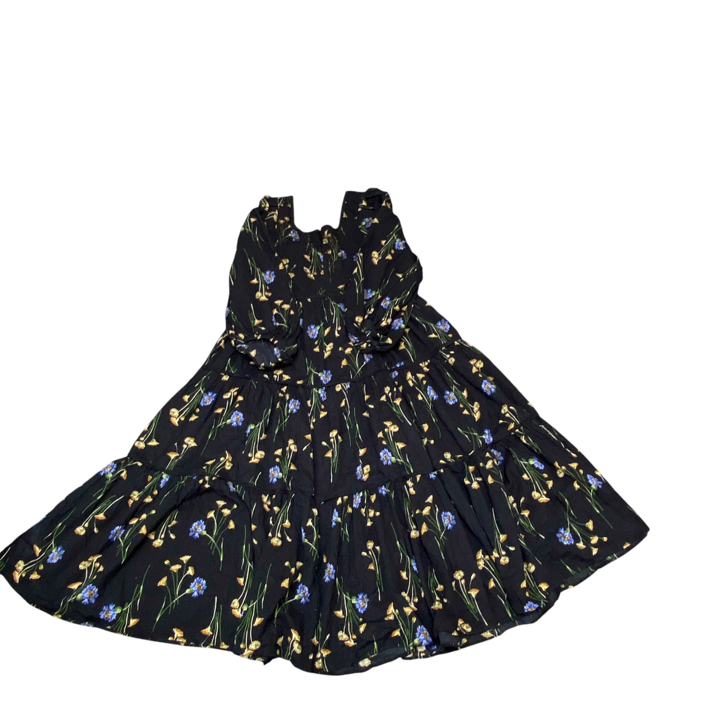 Madewel Maxi Dress Womens M Black Floral Long Sleeve Square Neck Button Front