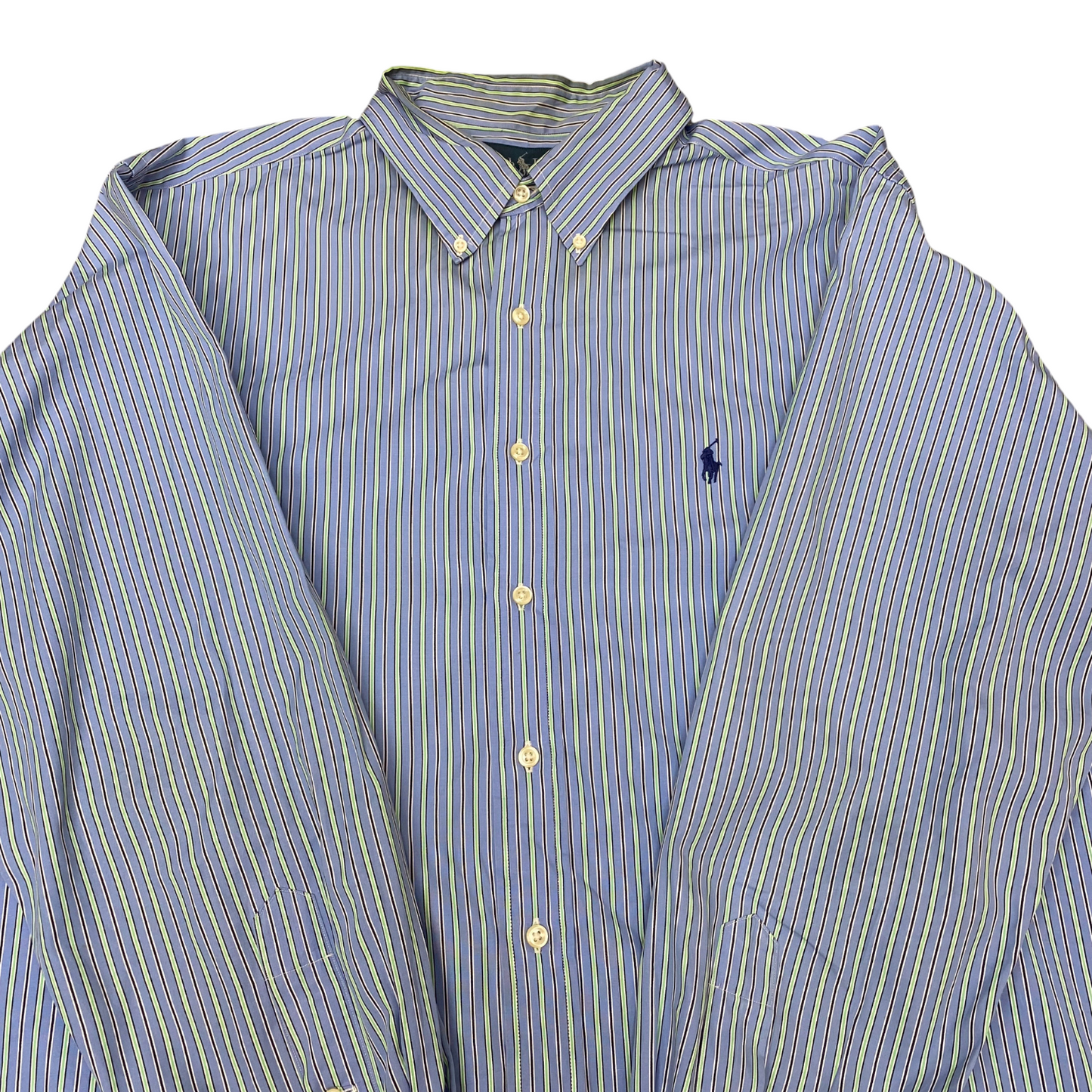 Ralph Lauren Formal Shirt Mens XL Blue Striped Classic Fit Long Sleeve Button Up