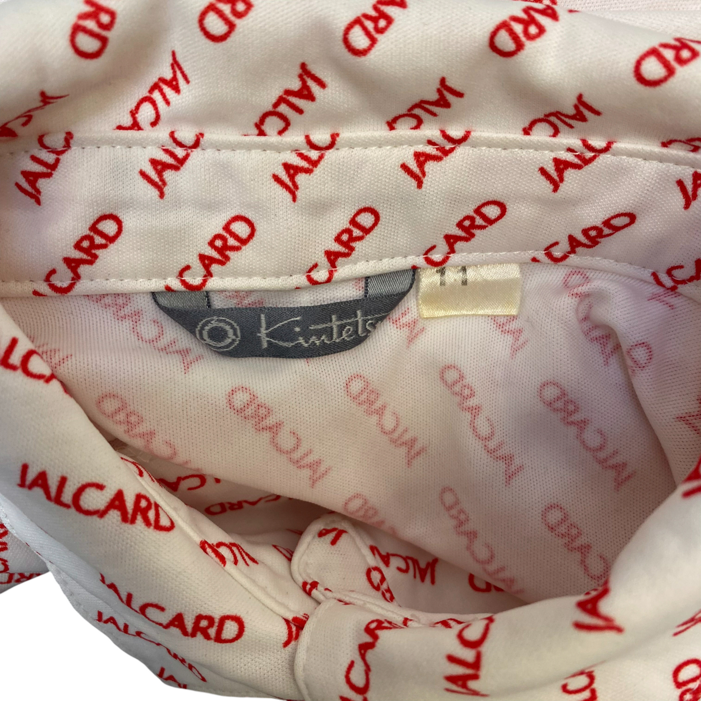 Kintetsu Button Up Shirt Womens M White Red Graphic Print Long Sleeve Collared