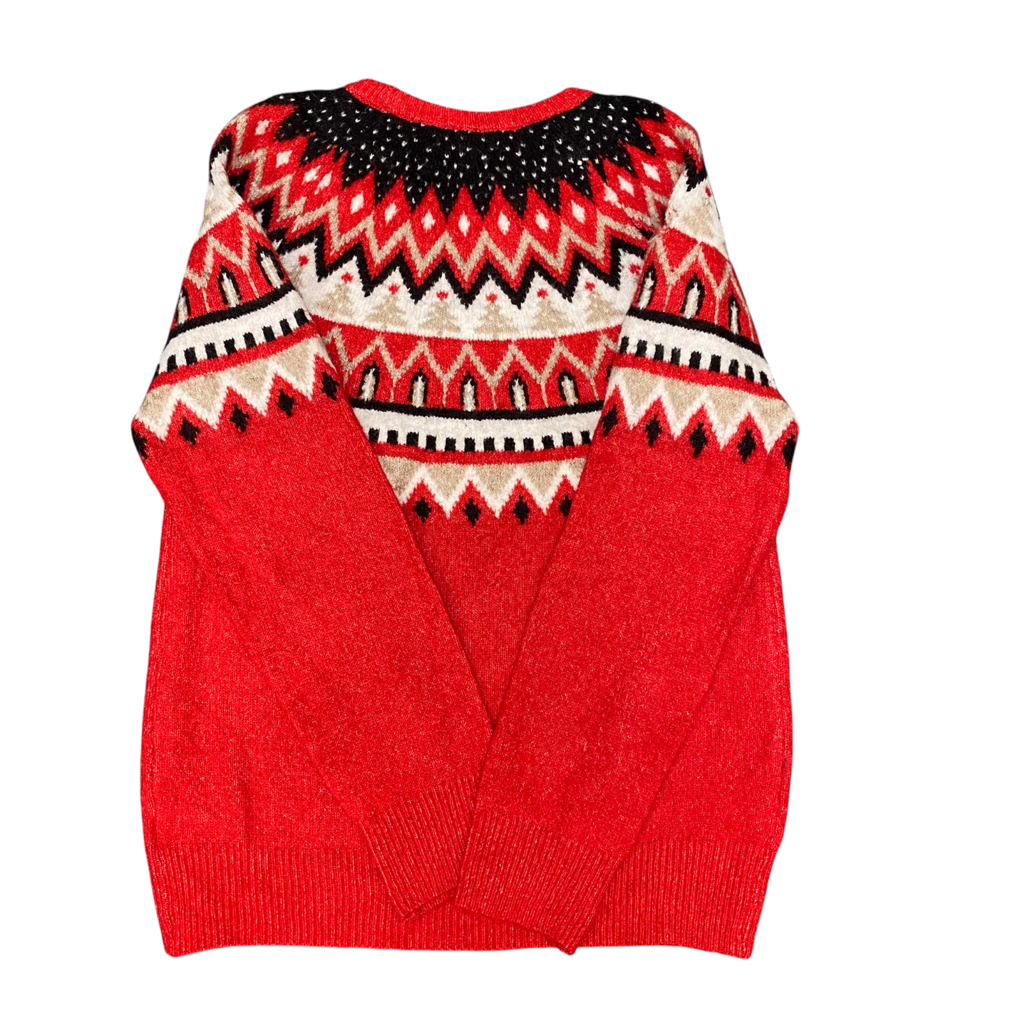 Next. 82 Jumper Womens Small Red Fair Isle Long Sleeve Wool Winter Holiday