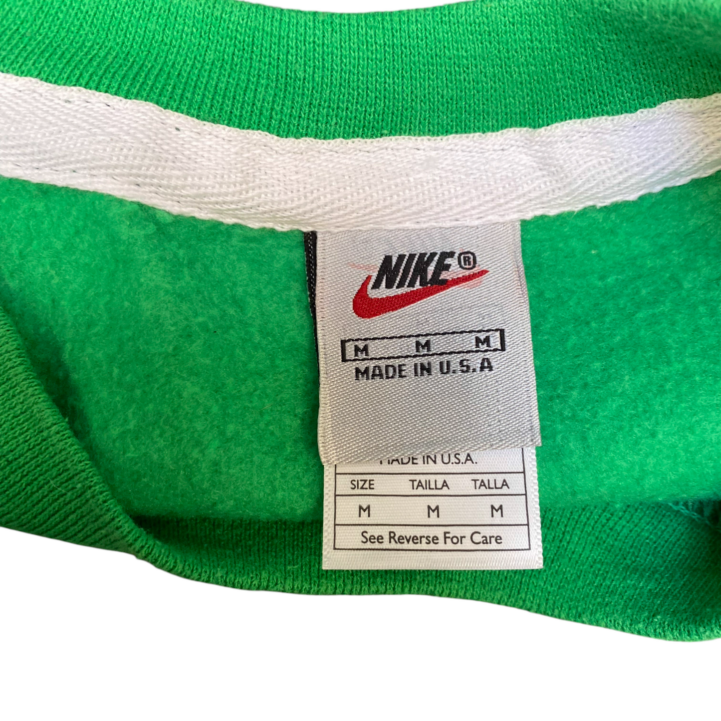 Nike Reworked Sweatshirt Men M Green Black Embroidered Spellout Logo Vintage Y2K