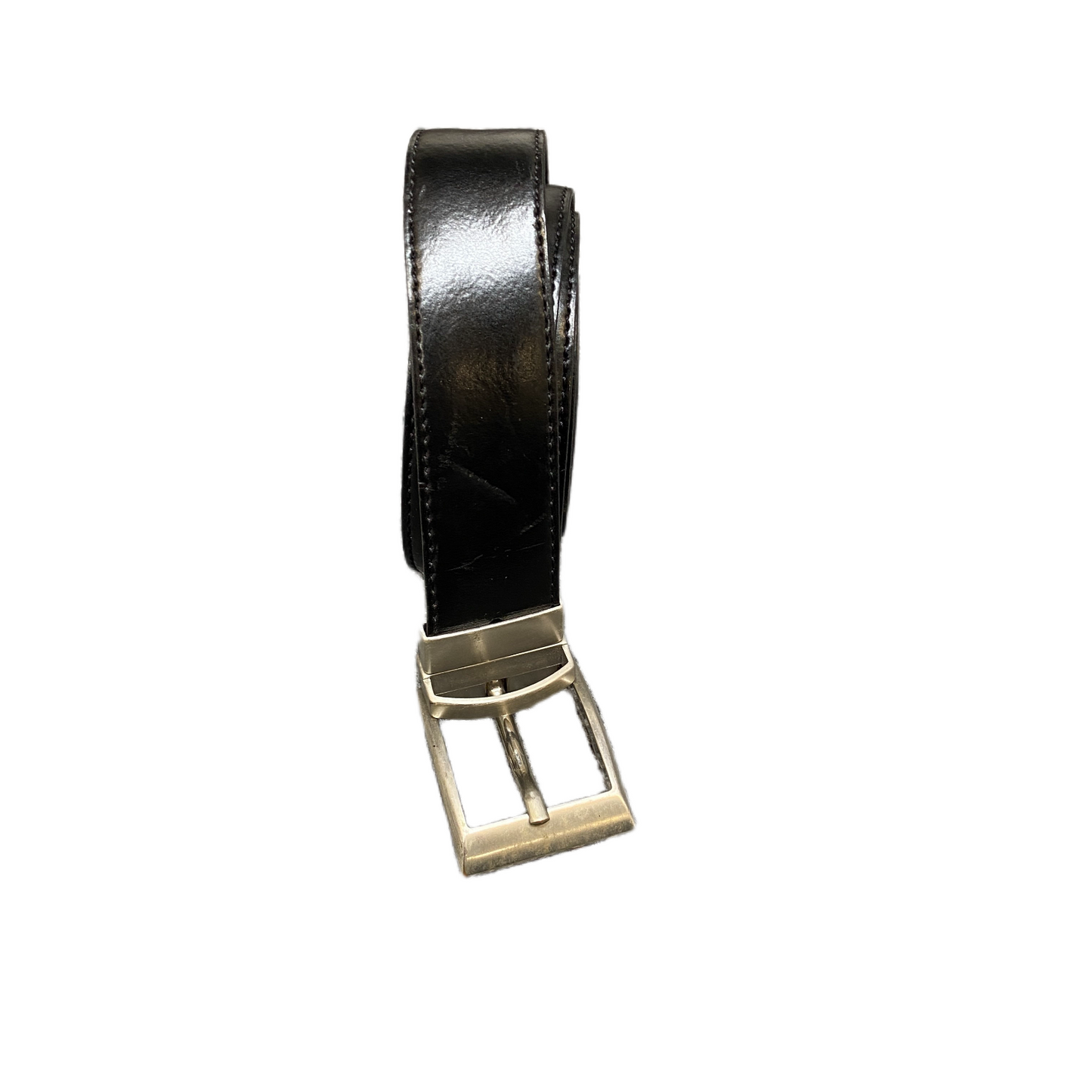 Mens Waist Belt Black Leather Adjustable Removable Pin Buckle Size 46 inches