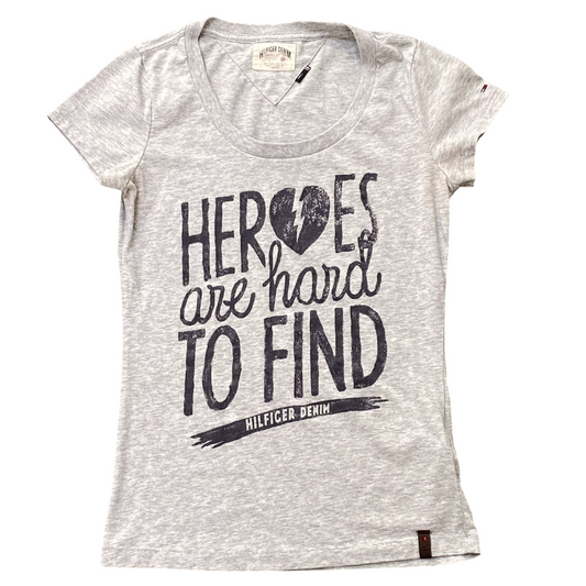 Hilfiger Denim T-Shirt Womens S Gray Heather Slim Round Neck Short Sleeve Tee