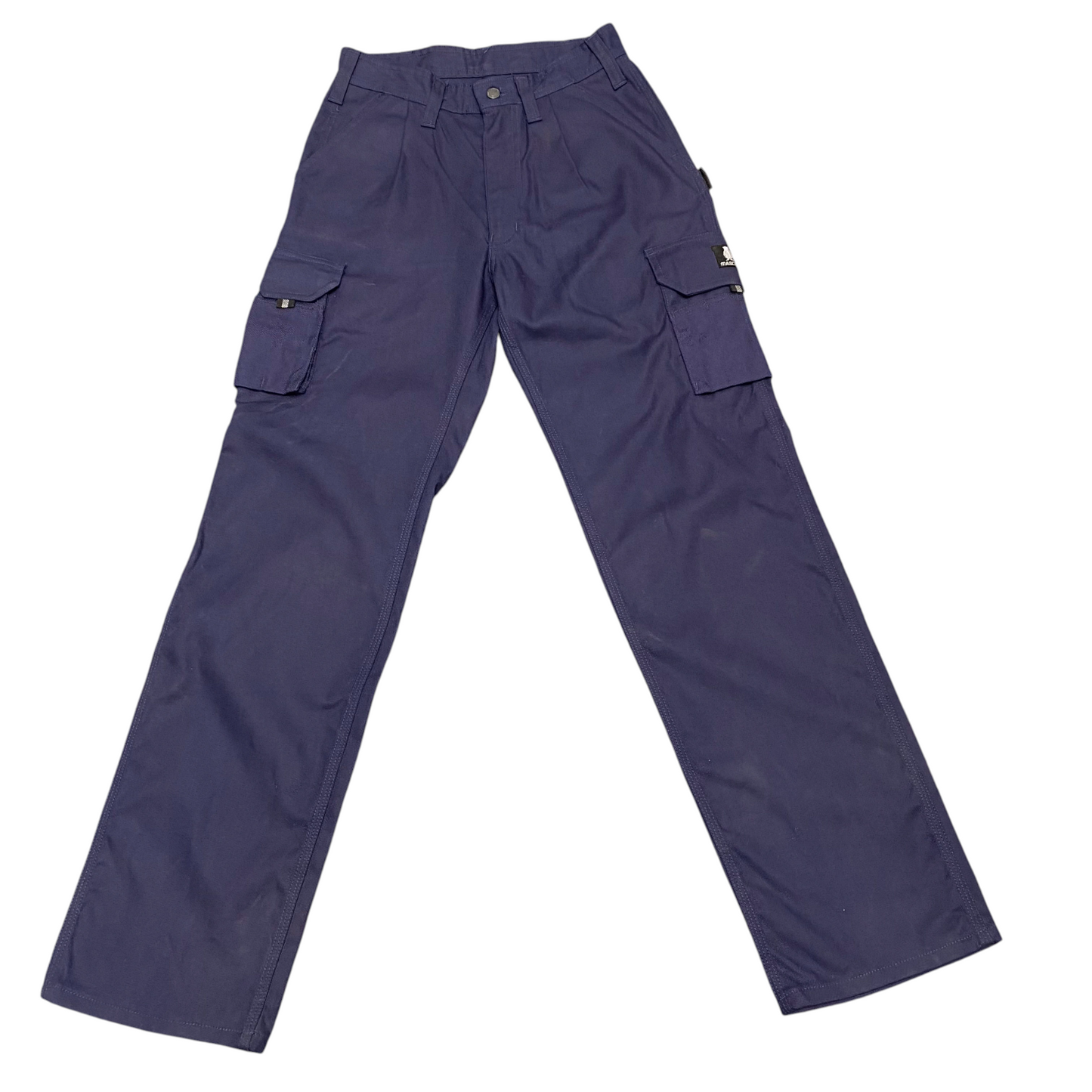 Cargo Trousers Men's M Navy Canvas Pockets Straight Leg Daily Workwear Outdoor