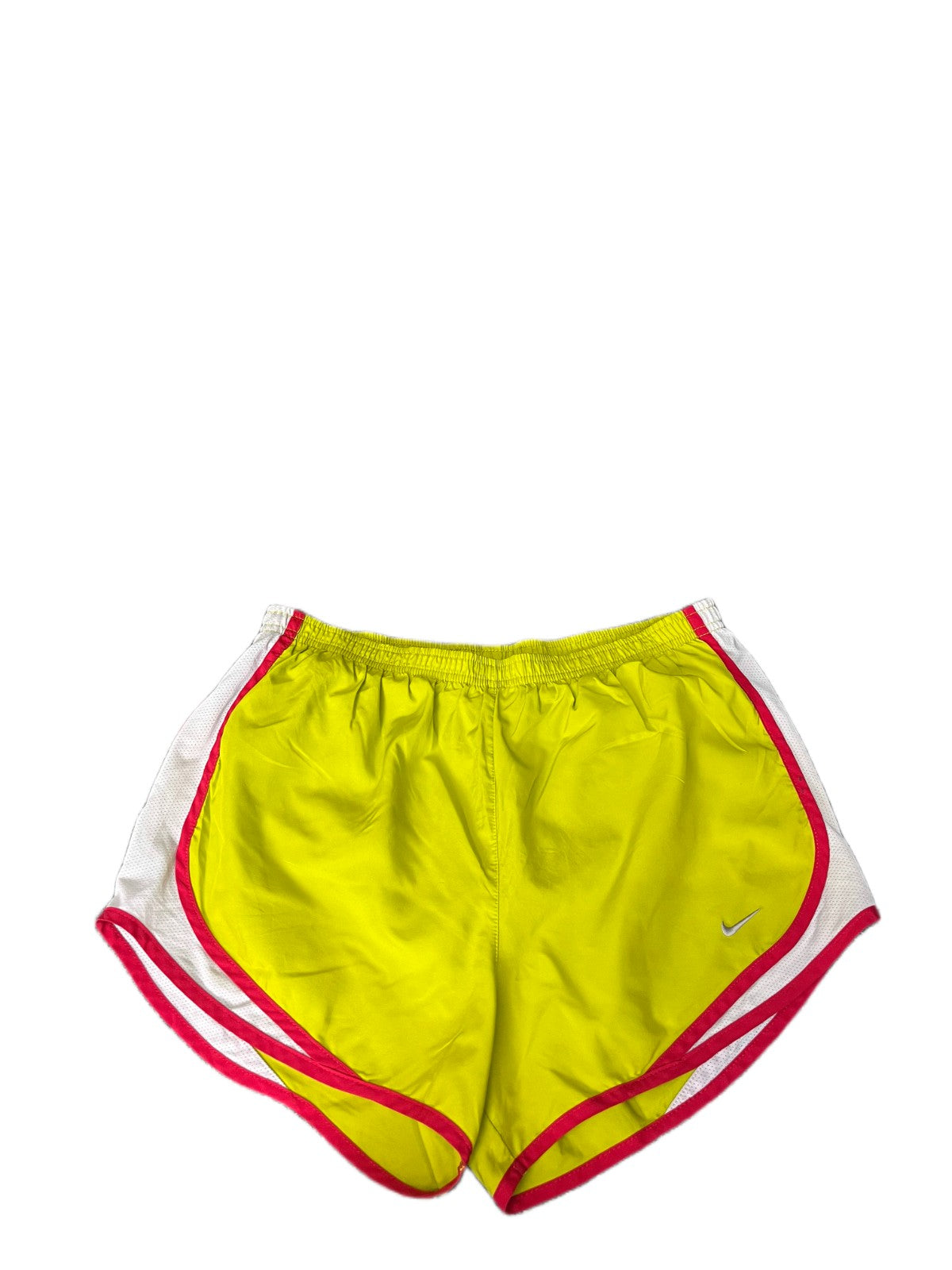 Nike Dri-Fit Running Shorts Womens M 30" Waist Yellow Performance Dolphin Hem
