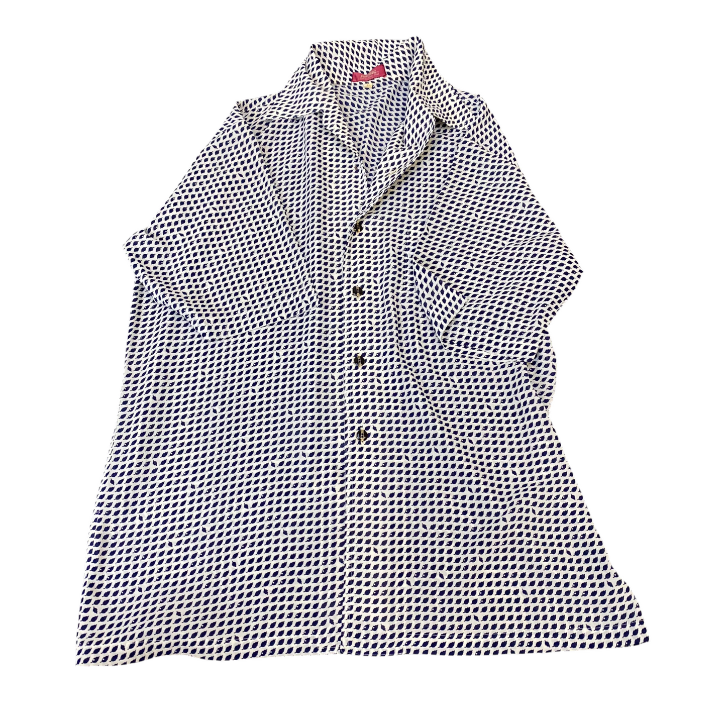 Menic Button Up Shirt Mens L White Black Leaf Print Casual Short Sleeve Collared