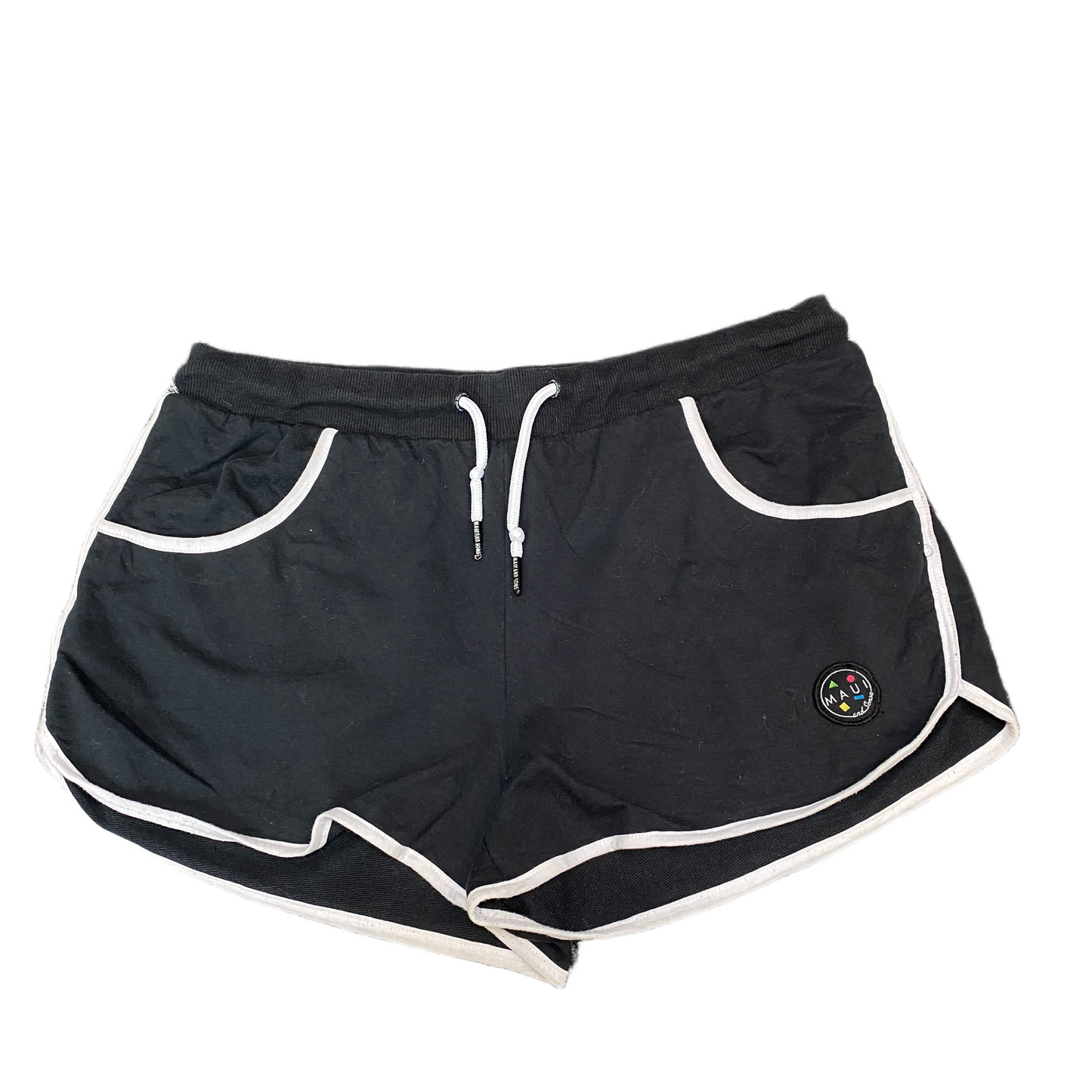 Running Sprinter Shorts Women L 32" Waist Black Athletic Workout Gym Dolphin Hem