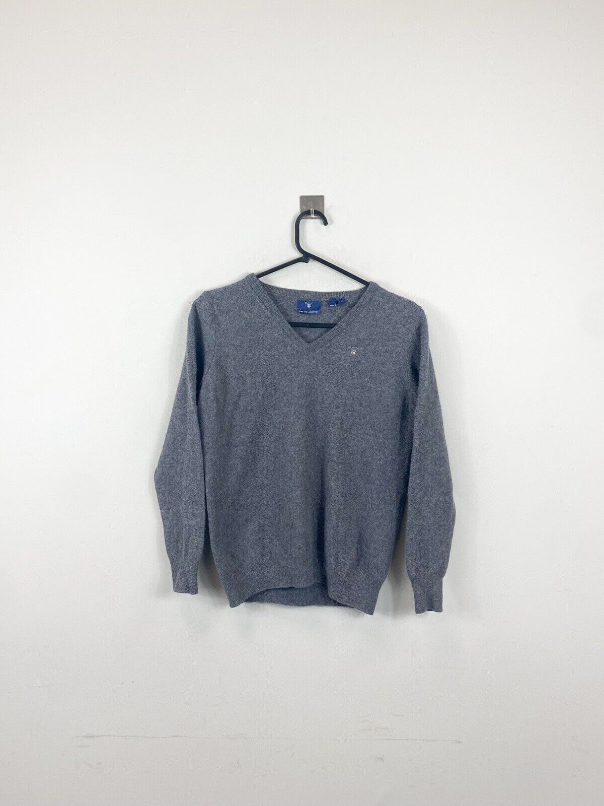 Gant V-neck Lambs Wool Sweatshirt Grey Women L Short