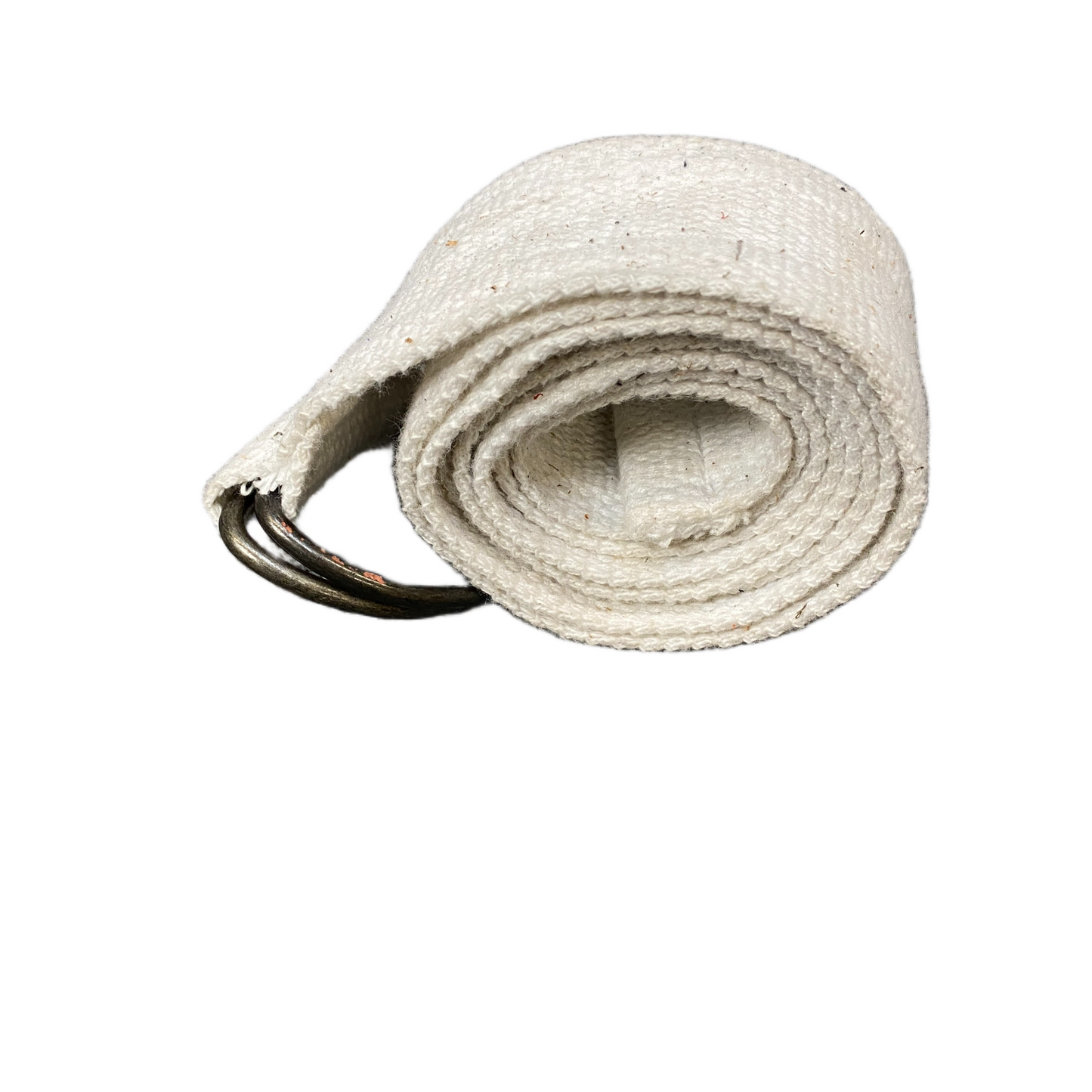 Men's Yoga Belt White Canvas Adjustable Metal D-Ring Buckle 48 inches