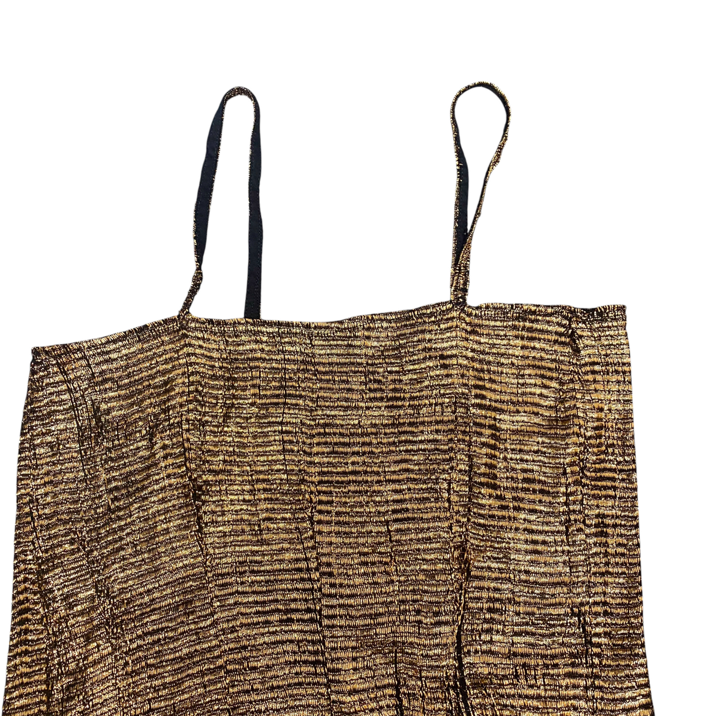 Camisole Top Womens S Black Gold Embroidery Sleeveless Square Neck Pullover