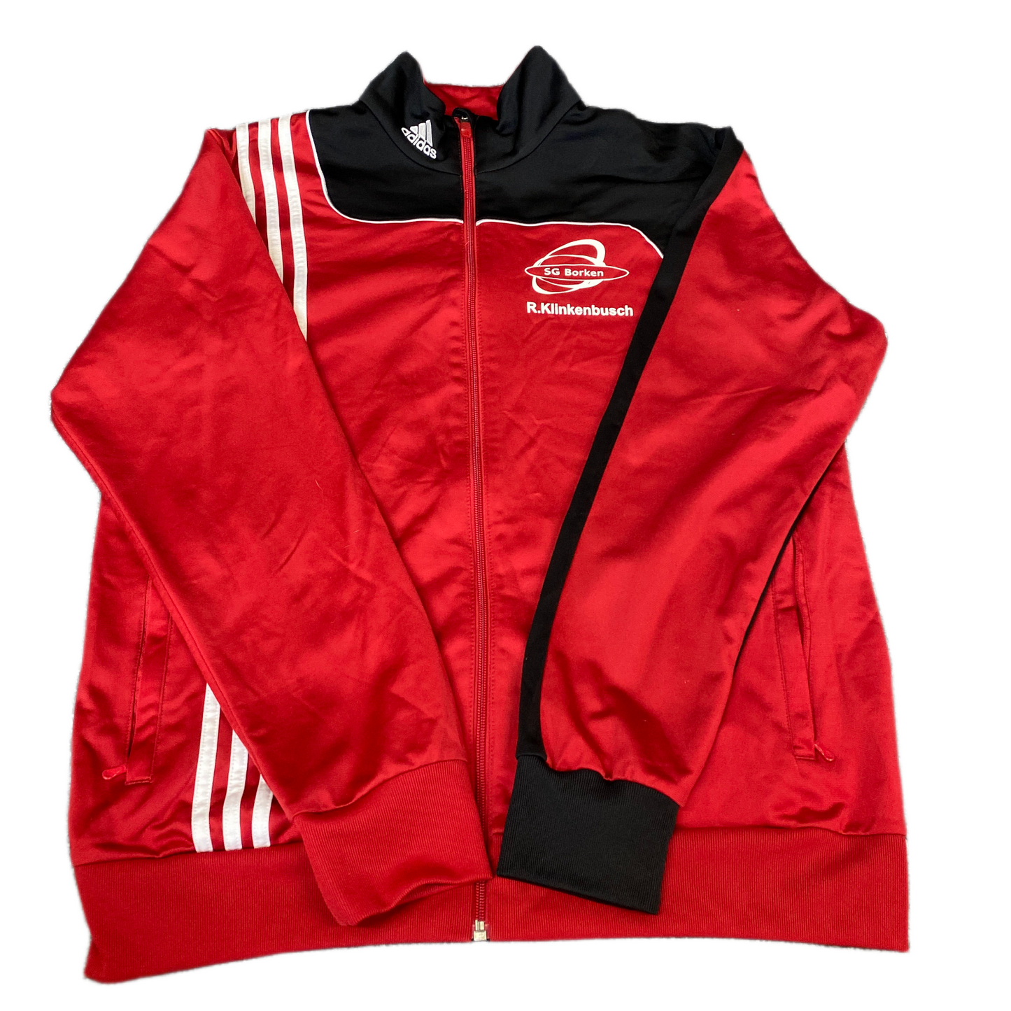 Adidas Track Jacket Mens M Red Black SG Borken R.Klinkenbusch Mock Neck Full Zip